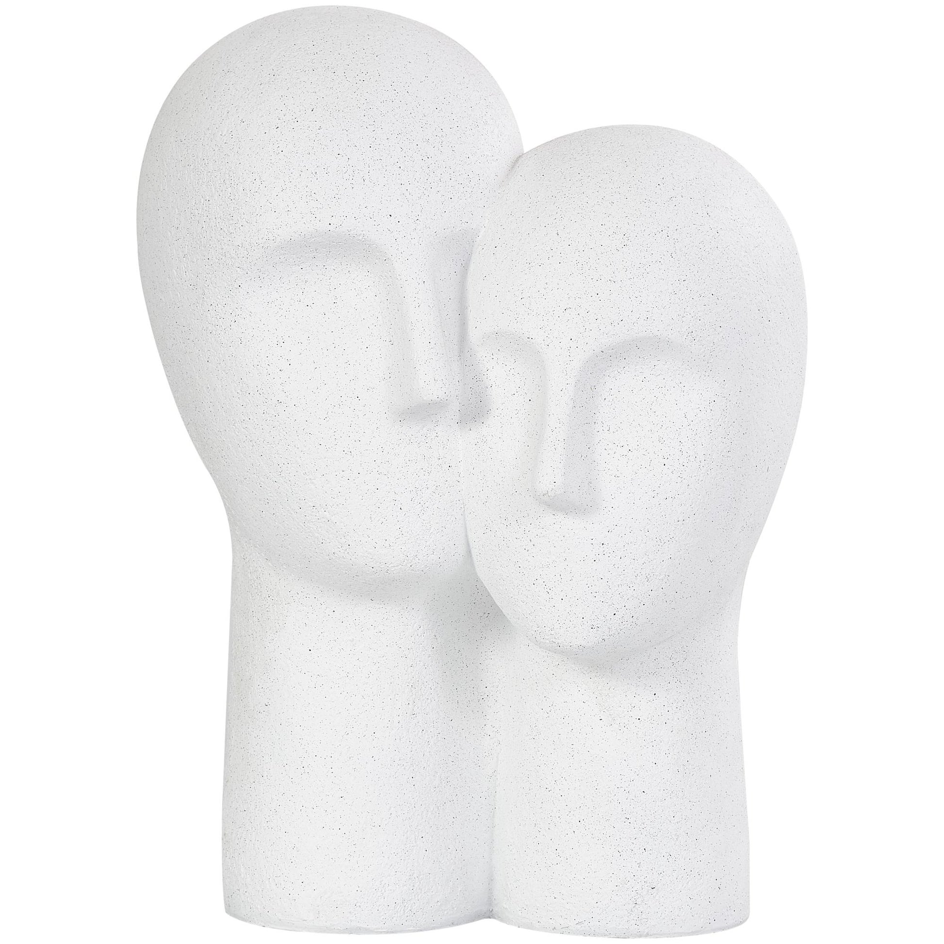 People White Polystone Head Decorative Sculpture with Speckled Detailing