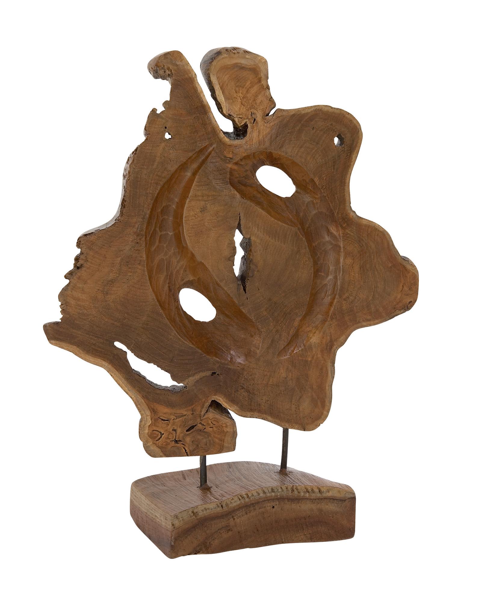 Abstract Brown Teak Wood Handmade Live Edge Decorative Sculpture