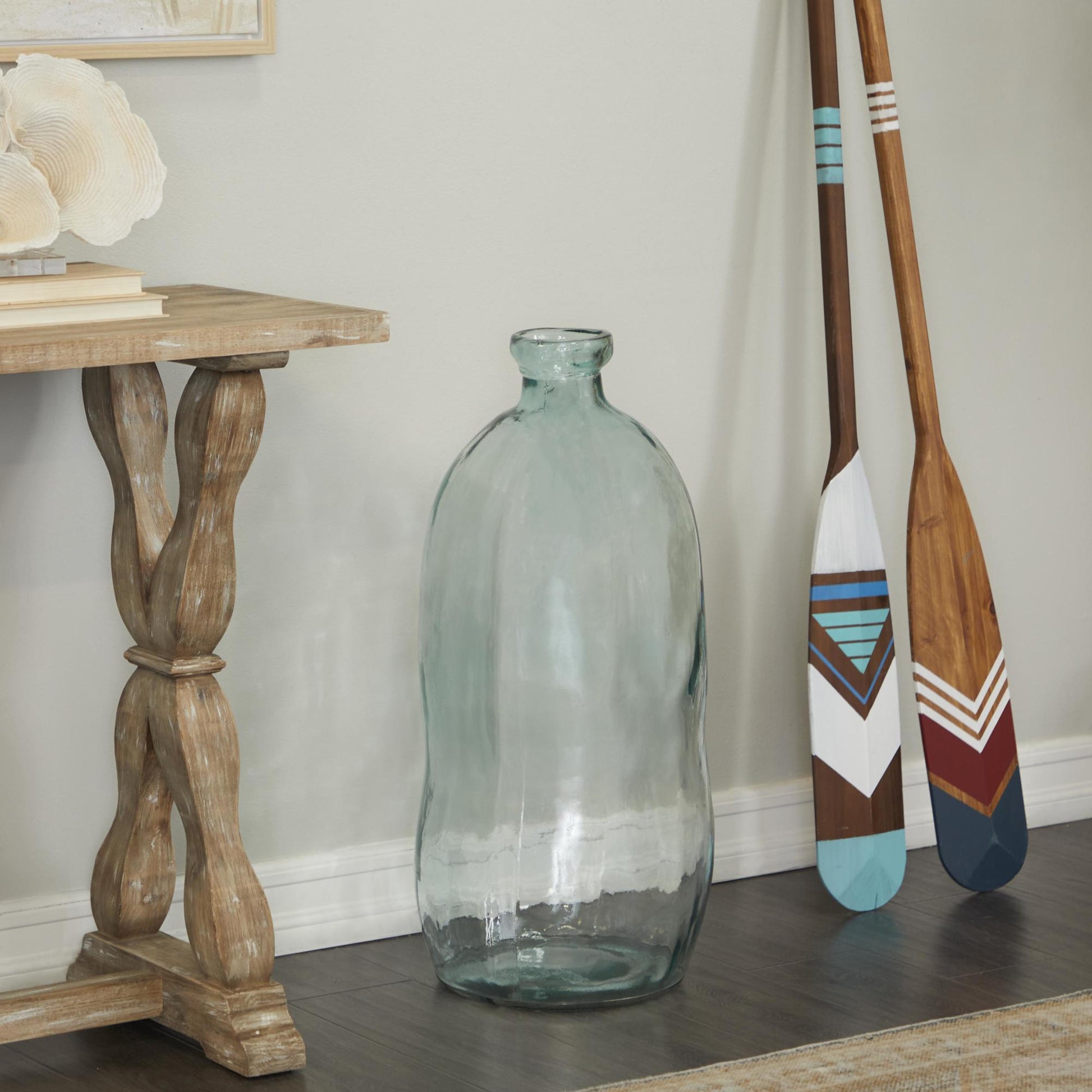 Abstract Recycled Glass Handmade Spanish Bottleneck Decorative Vase