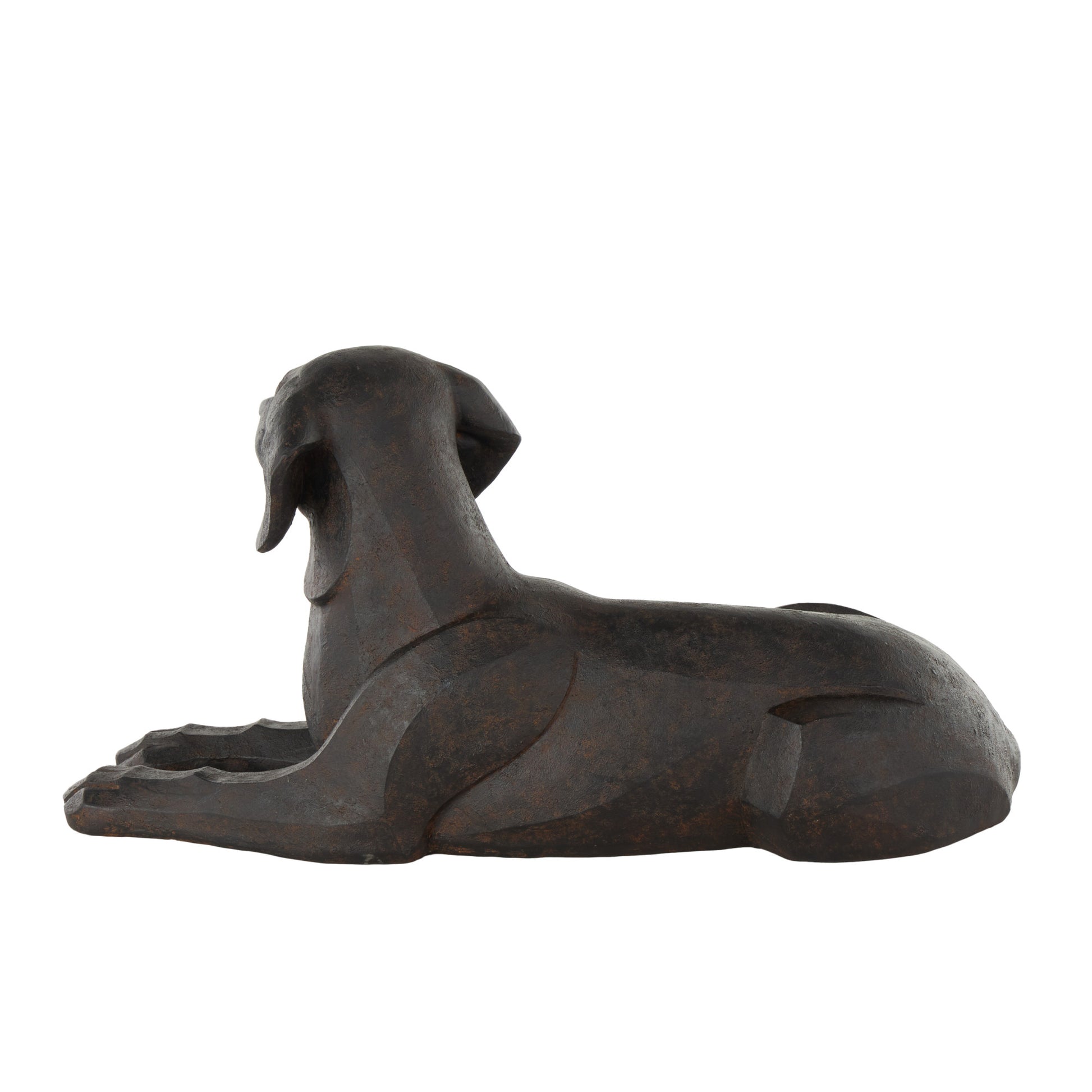 Dog Black Resin Sitting Decorative Sculpture with Copper Shadings