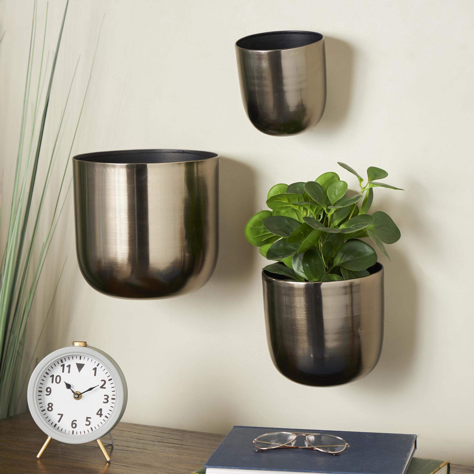 Set of 3 Metal Floating Indoor Outdoor Wall Planter