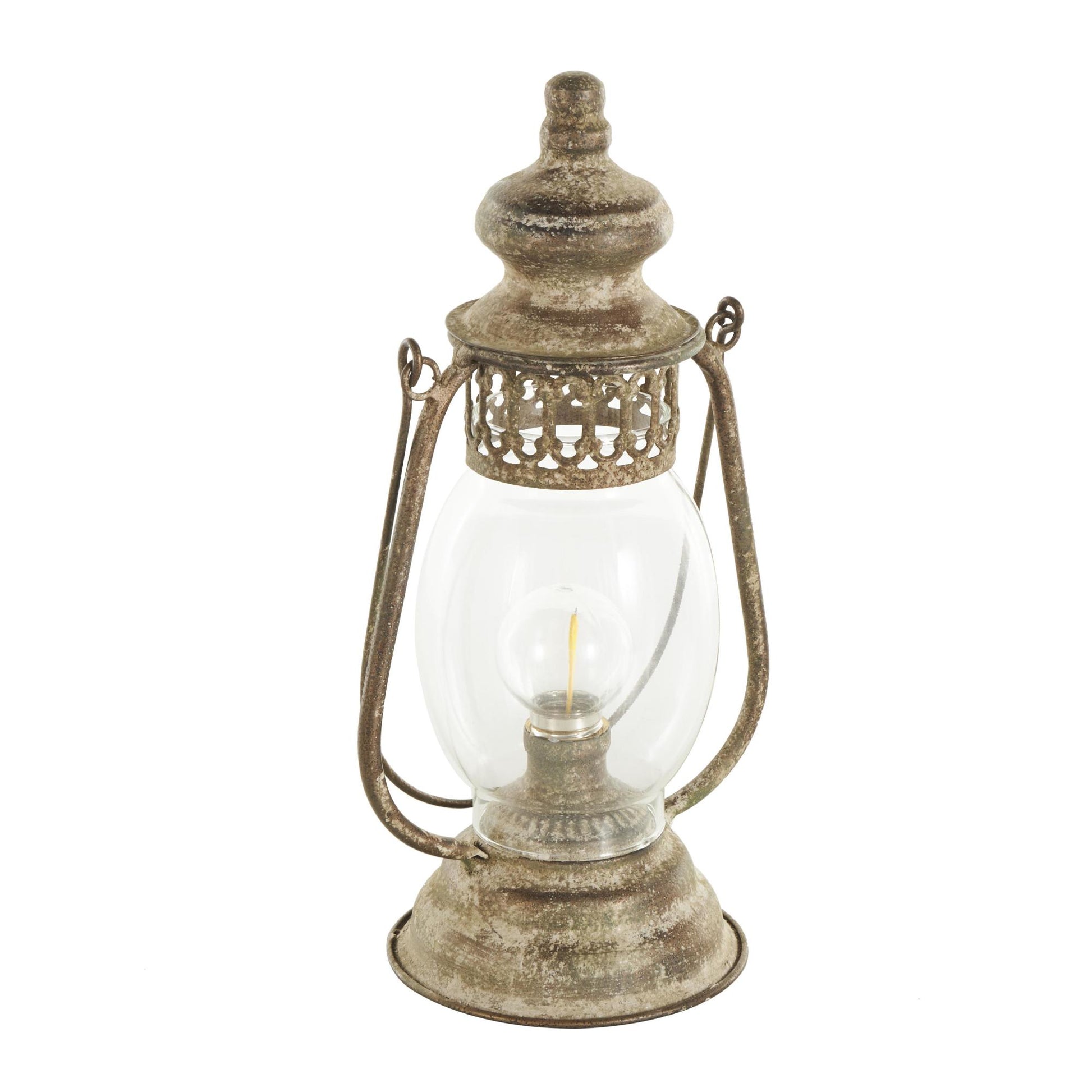 Bronze Metal Distressed Antique Style Lantern Room Accent Lamp