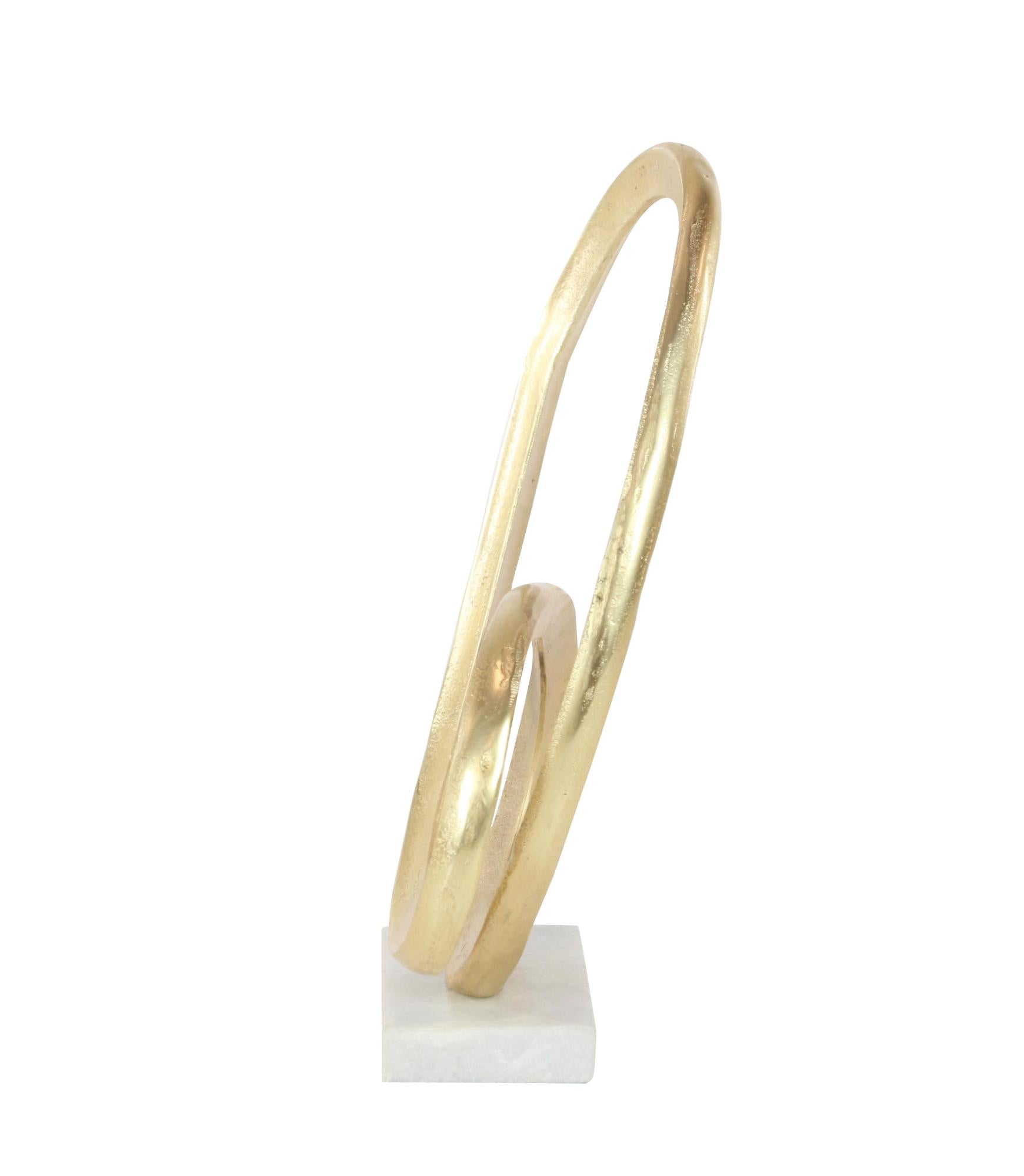 CosmoLiving by Cosmopolitan Geometric Gold Aluminum Metal Loop Decorative Sculpture with Marble Base