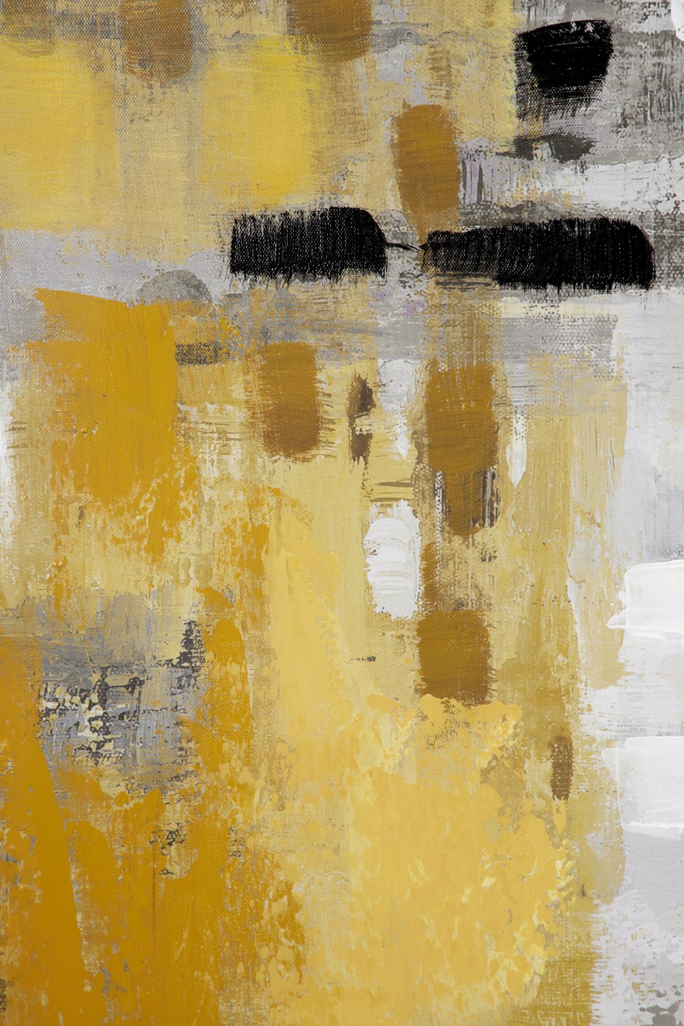 Abstract Gold Canvas Living Room Framed Wall Art with Gold Frame