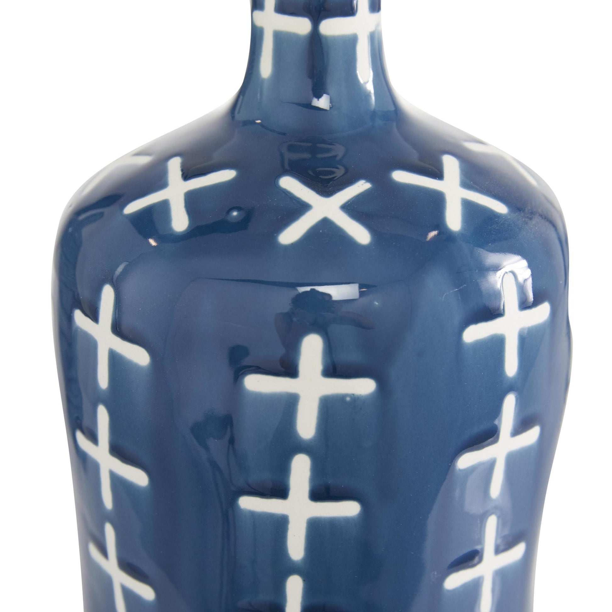 Set of 3 Blue Ceramic Decorative Vase with Varying Patterns