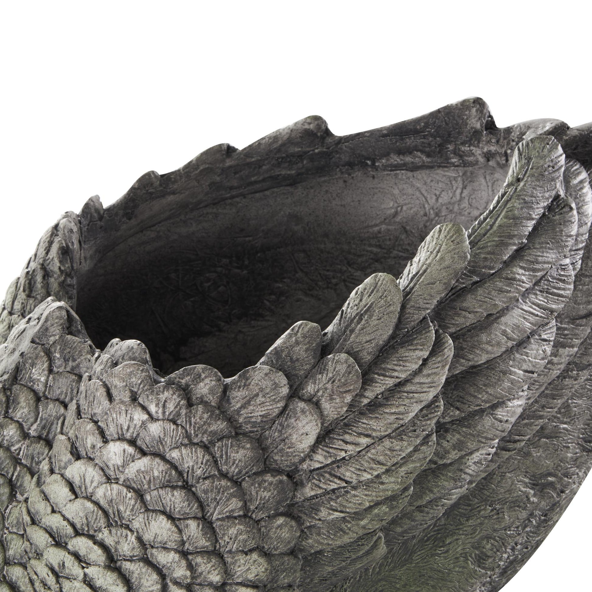 Swan Gray Magnesium Oxide Textured Indoor Outdoor Planter with Patina Accents