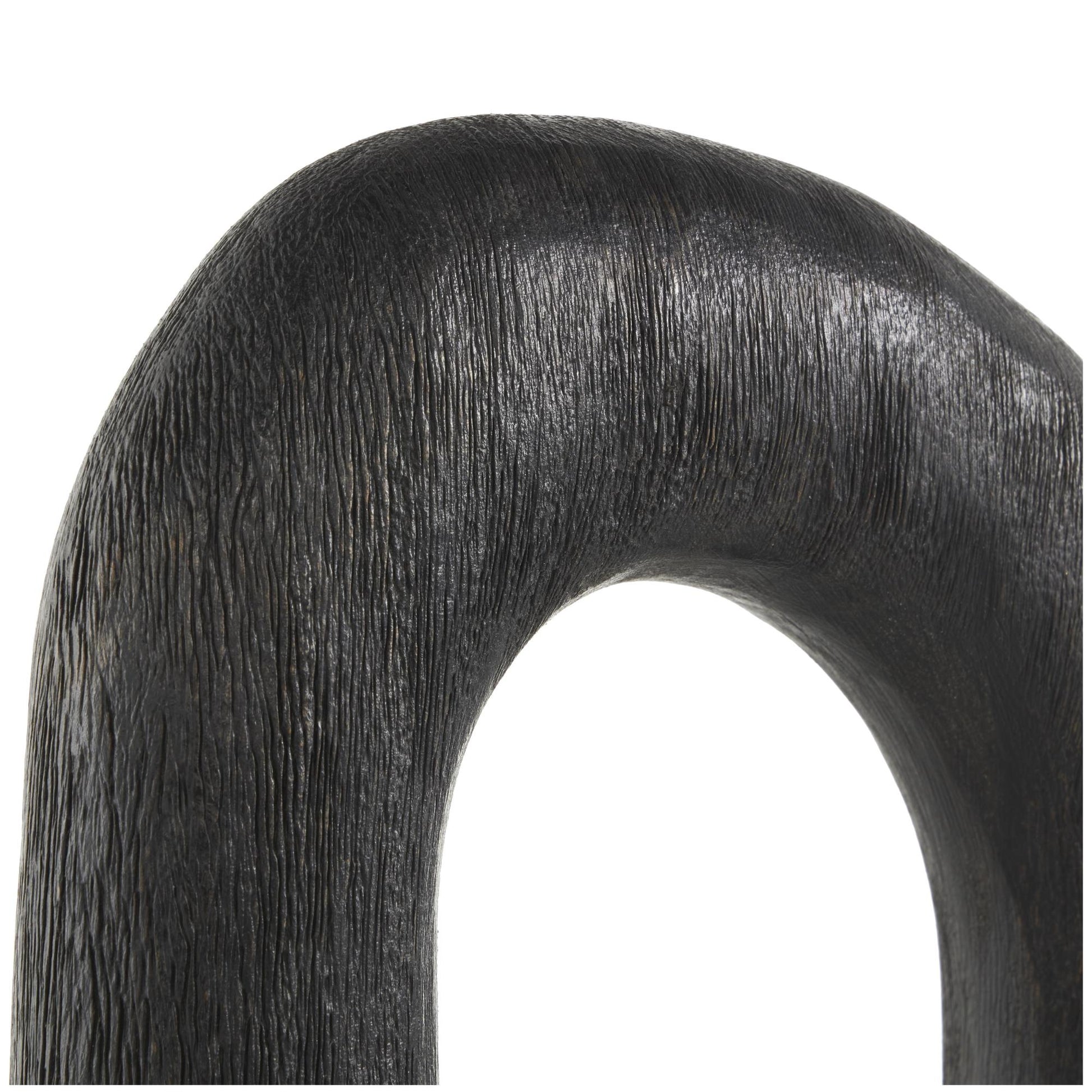 Set of 2 Abstract Black Mango Wood Cutout Oval Decorative Sculpture