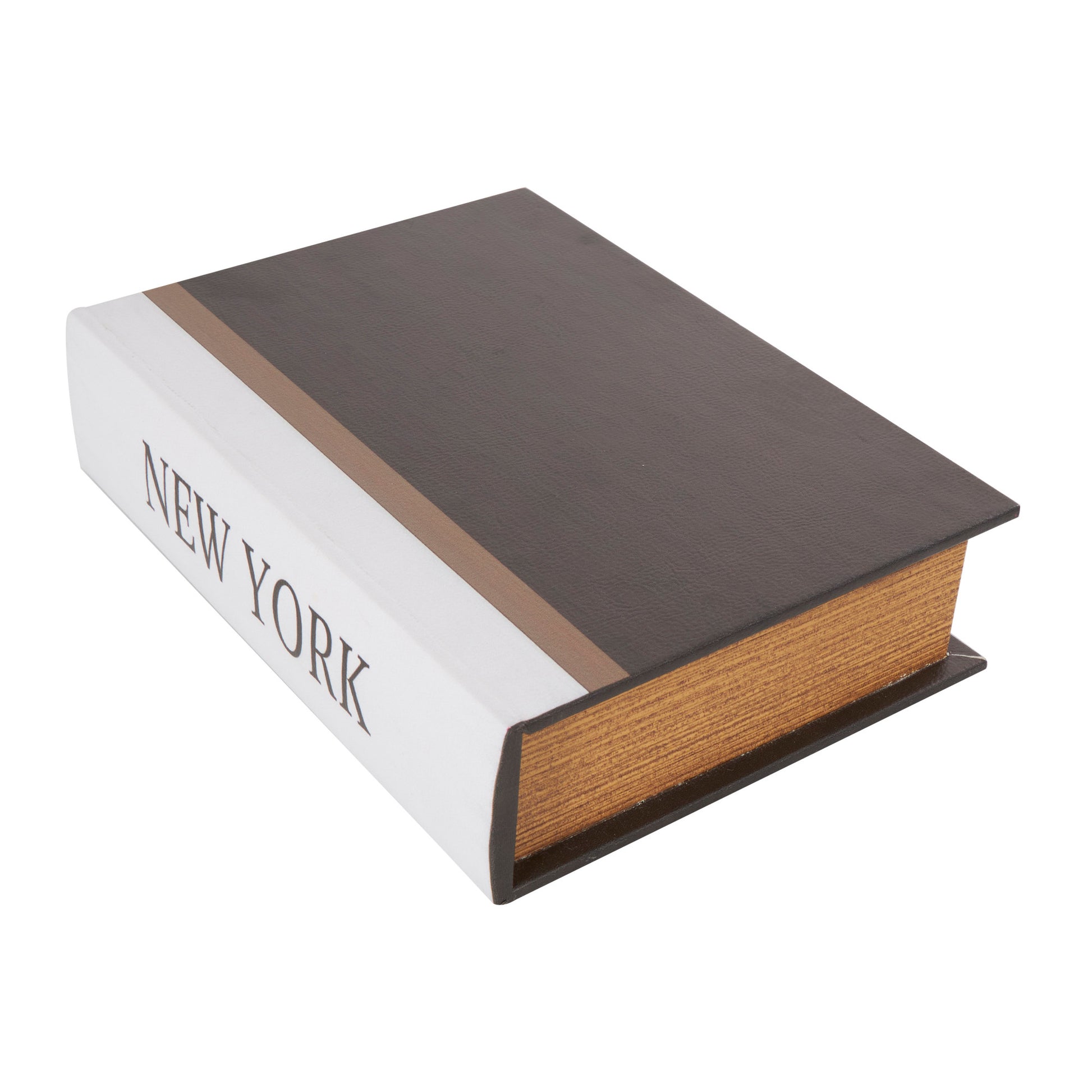 Set of 3 Black Faux Leather Paris, London, New York Faux Book Storage Decorative Box with White Spine