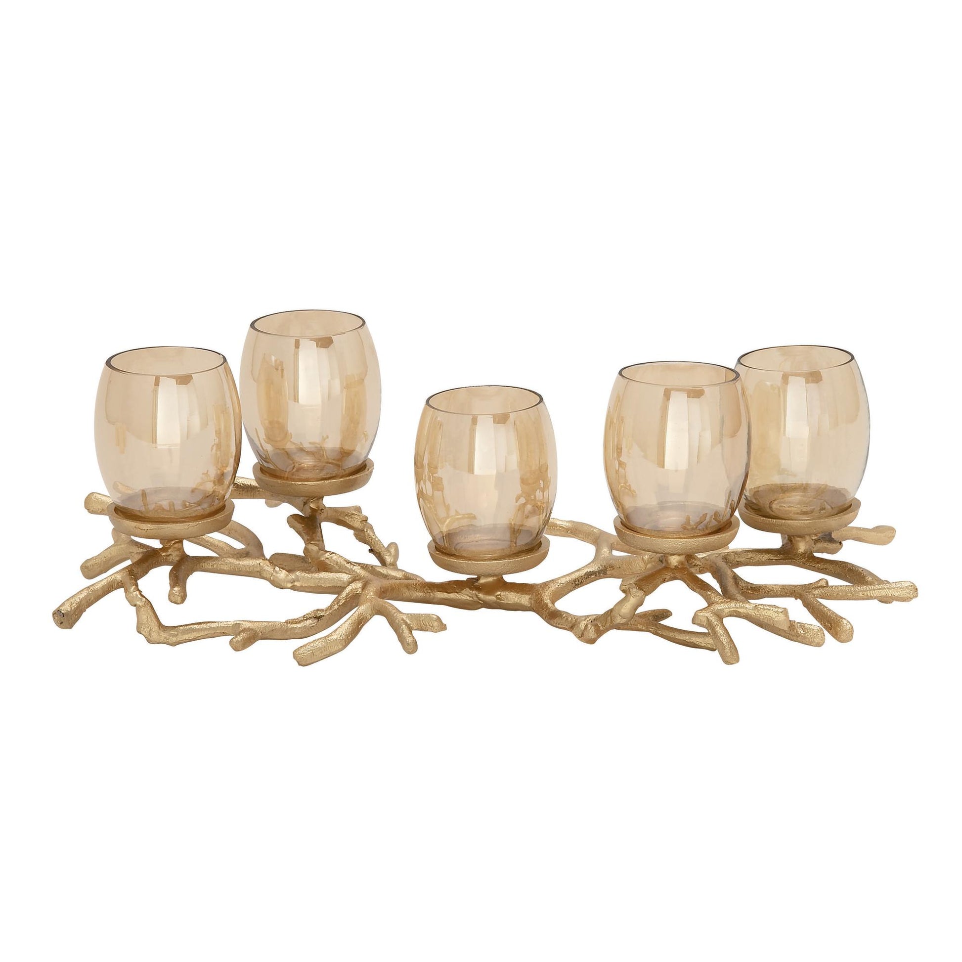 Coral Gold Aluminum Metal Decorative Candelabra
