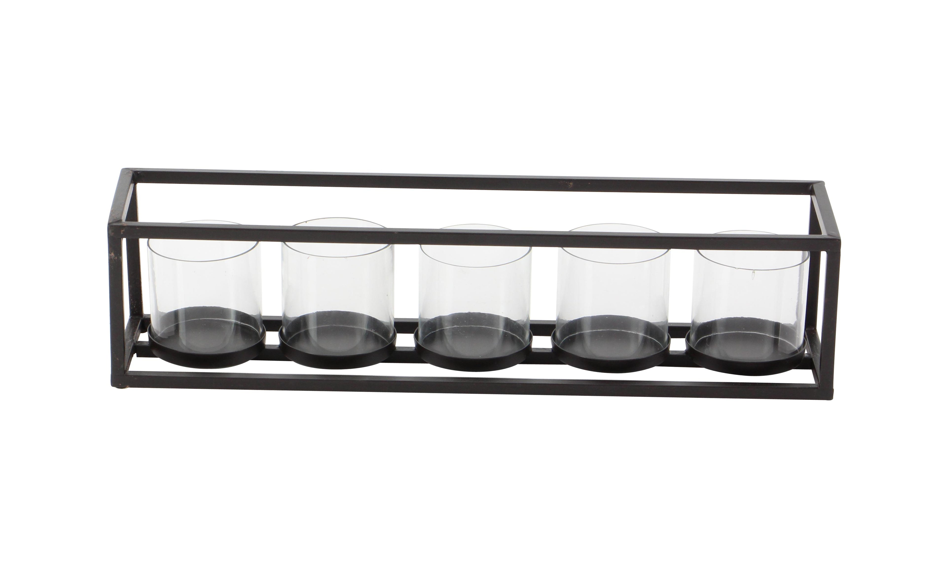 Black Metal 5 Glass Sleeve Decorative Candelabra