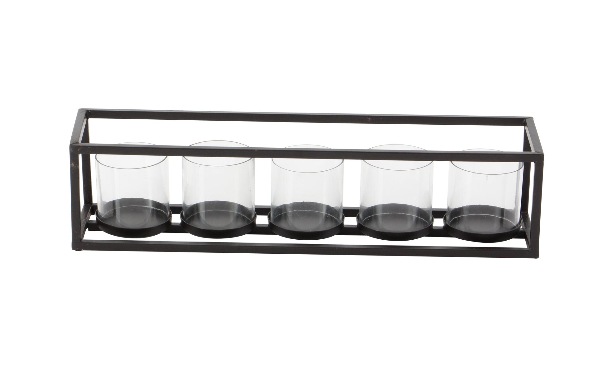 Black Metal 5 Glass Sleeve Decorative Candelabra