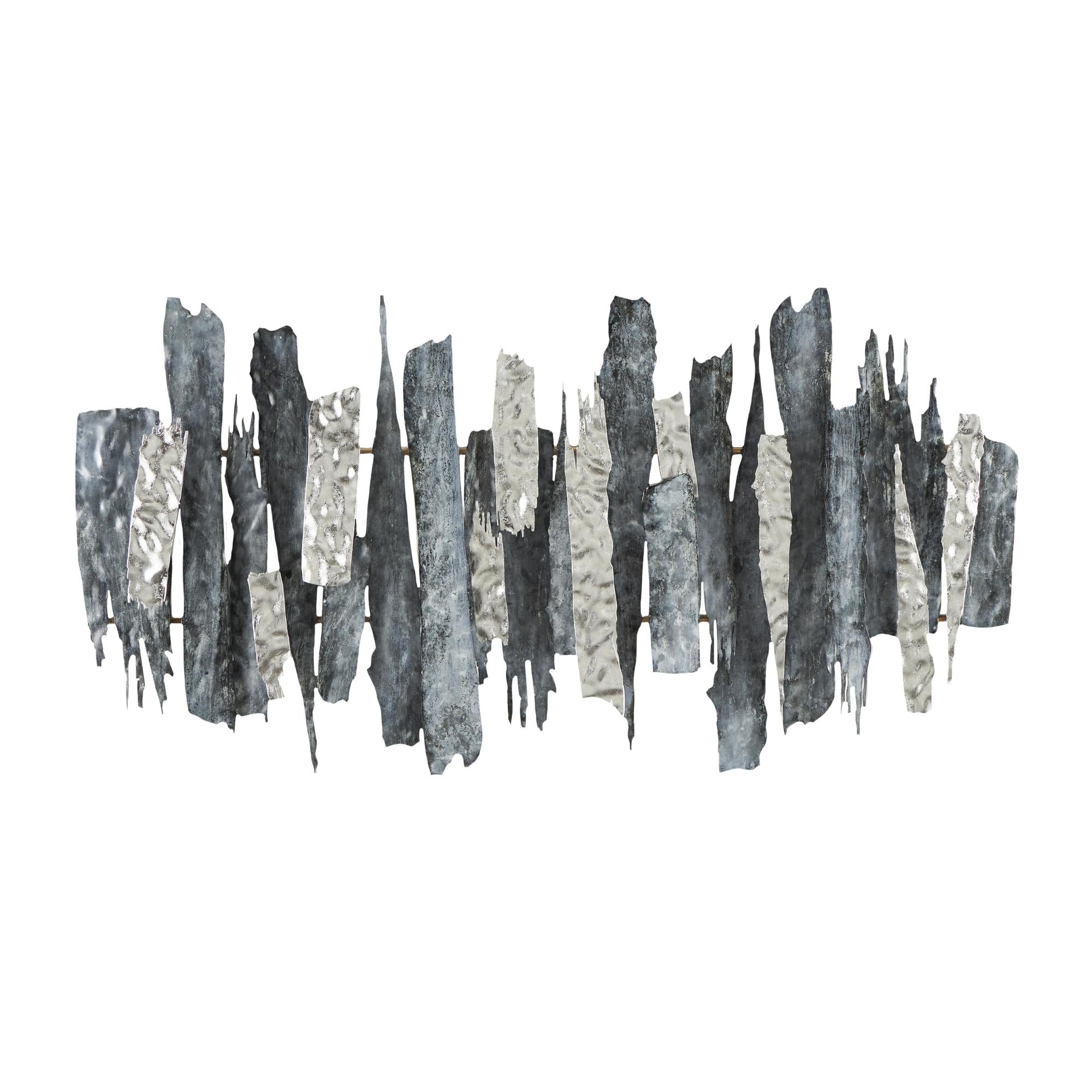 Abstract Blue Metal Layered Home Wall Decor with Silver Accents