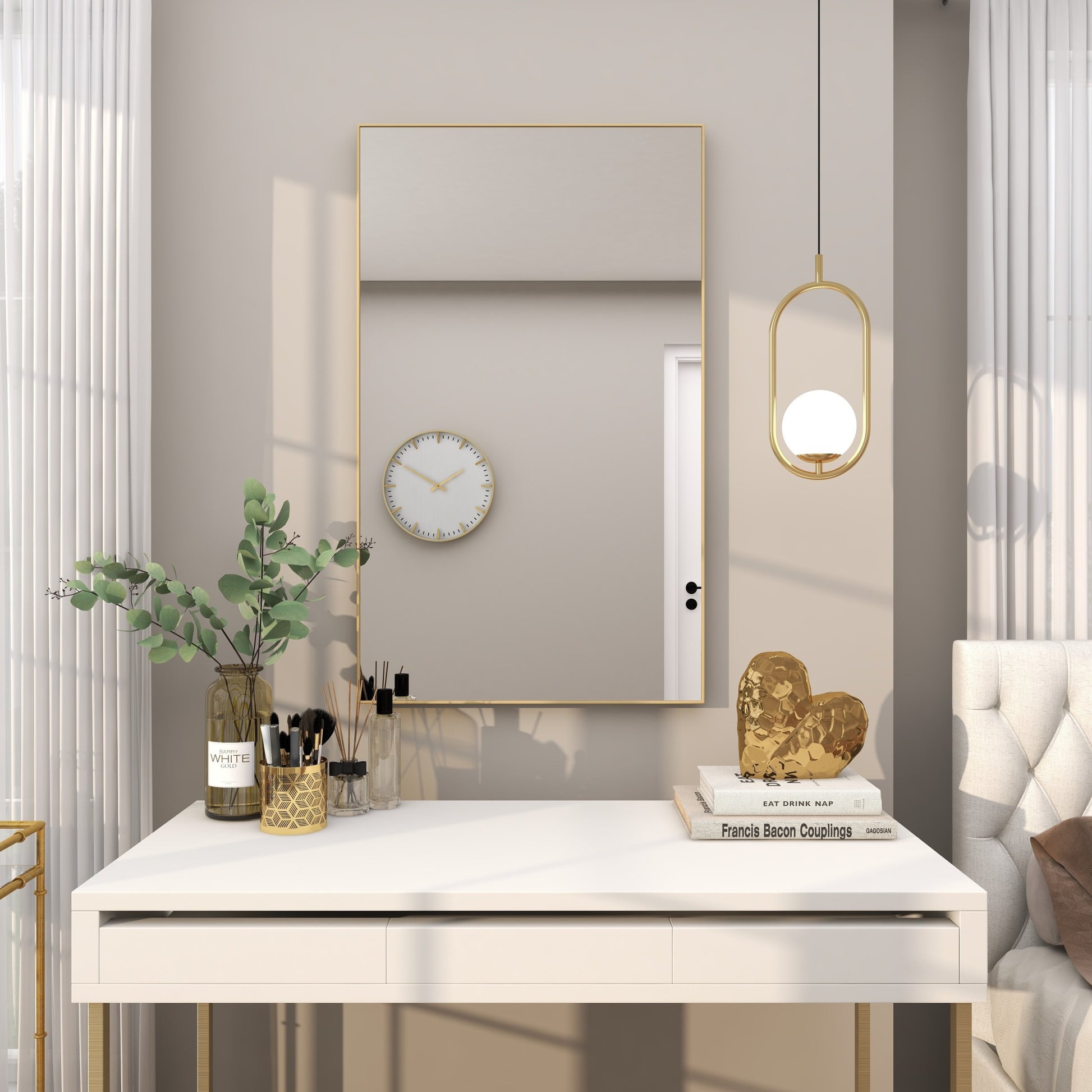 Wooden Room Wall Mirror with Thin Frame