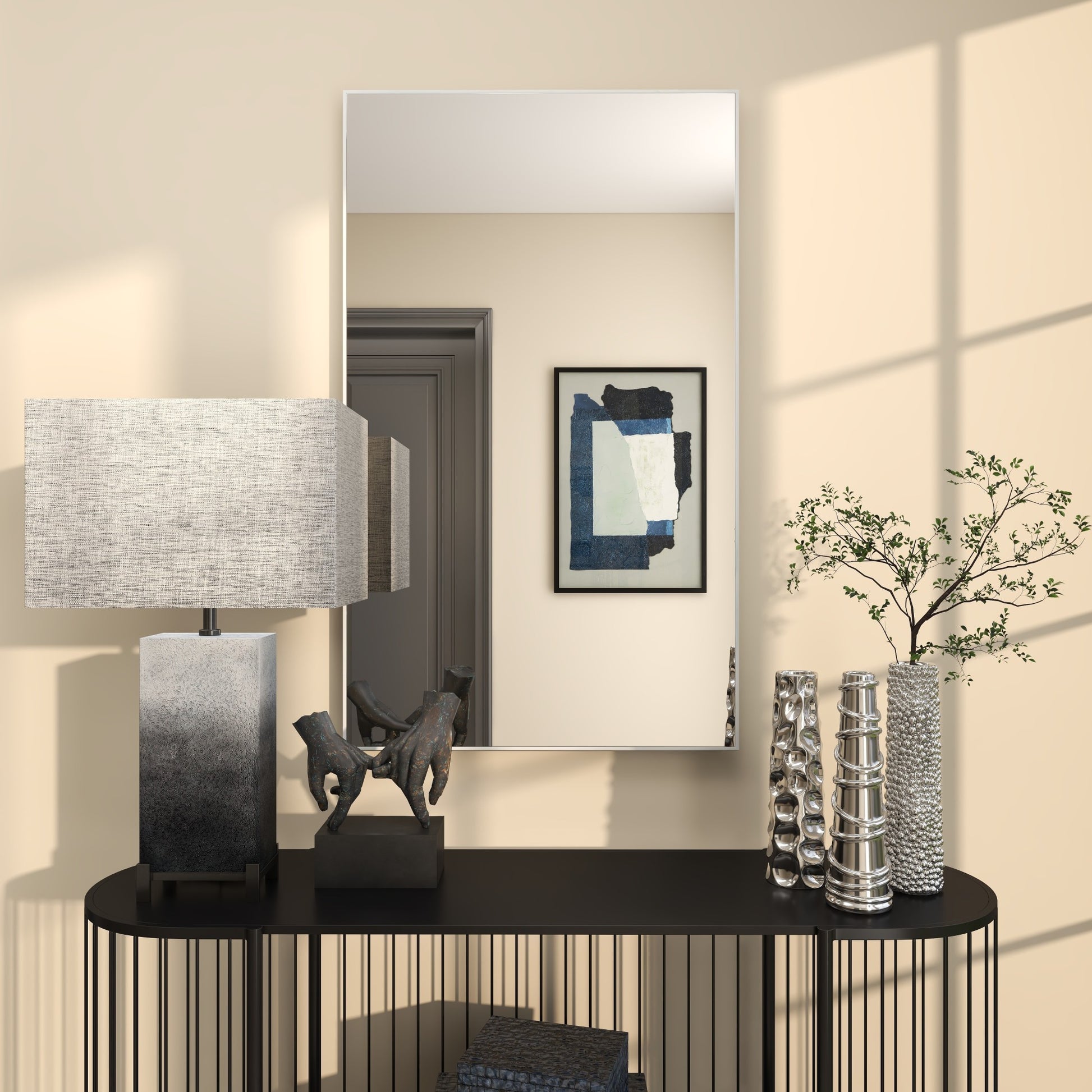 Wooden Room Wall Mirror with Thin Frame