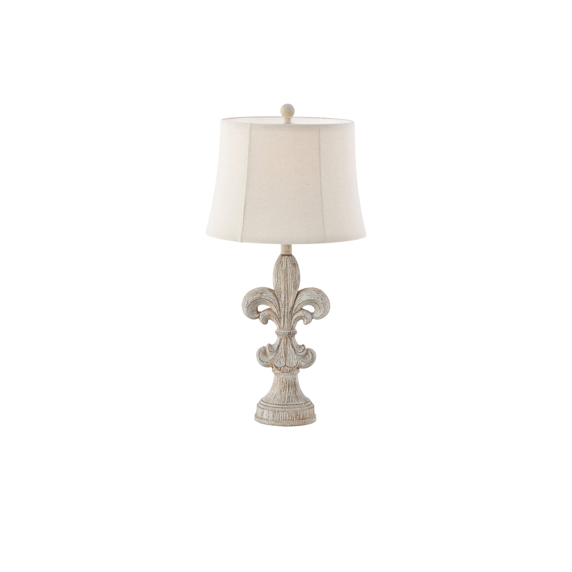 Set of 2 Fleur De Lis Beige Polystone Room Table Lamp