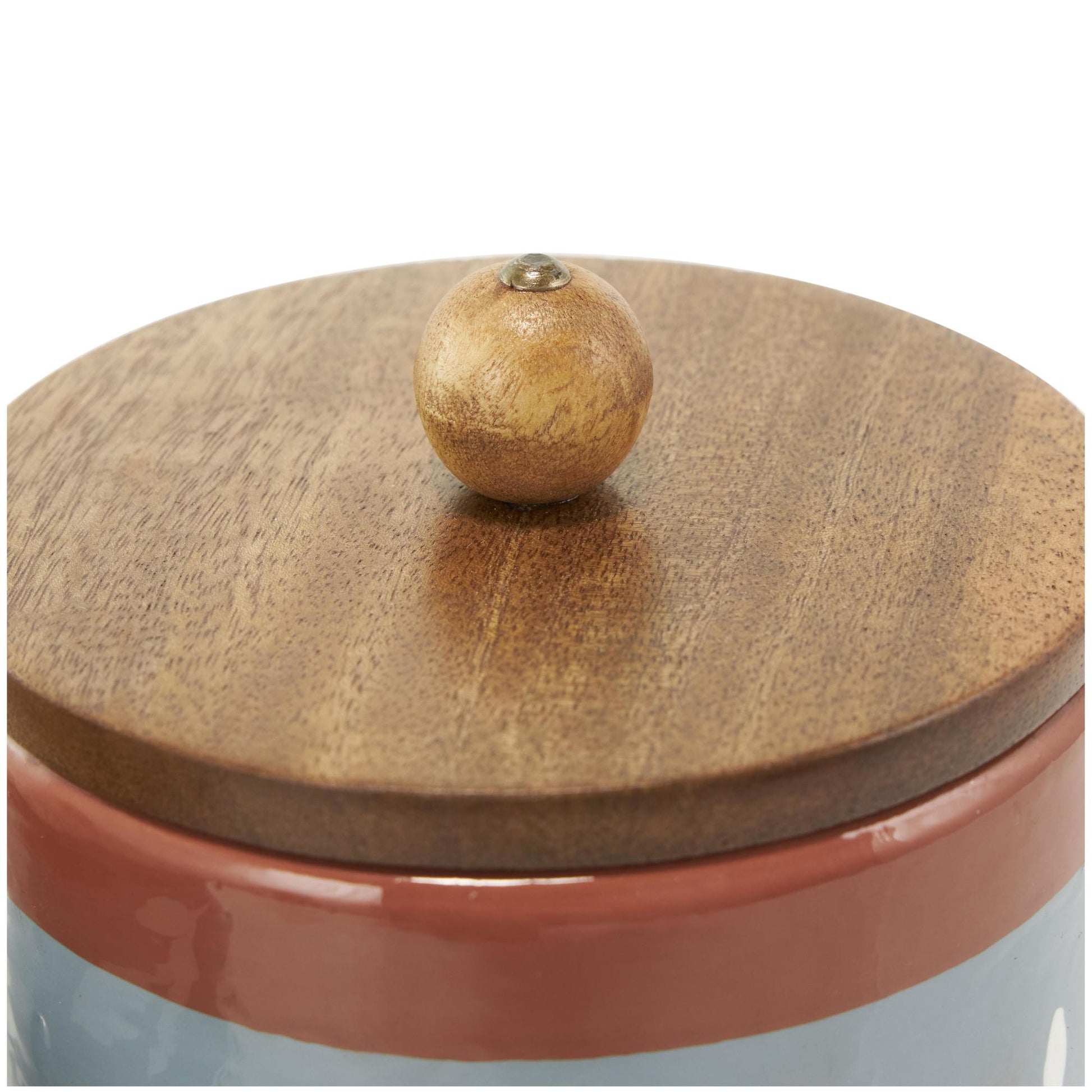 Set of 3 Floral Ceramic Decorative Canisters with Wood Lids