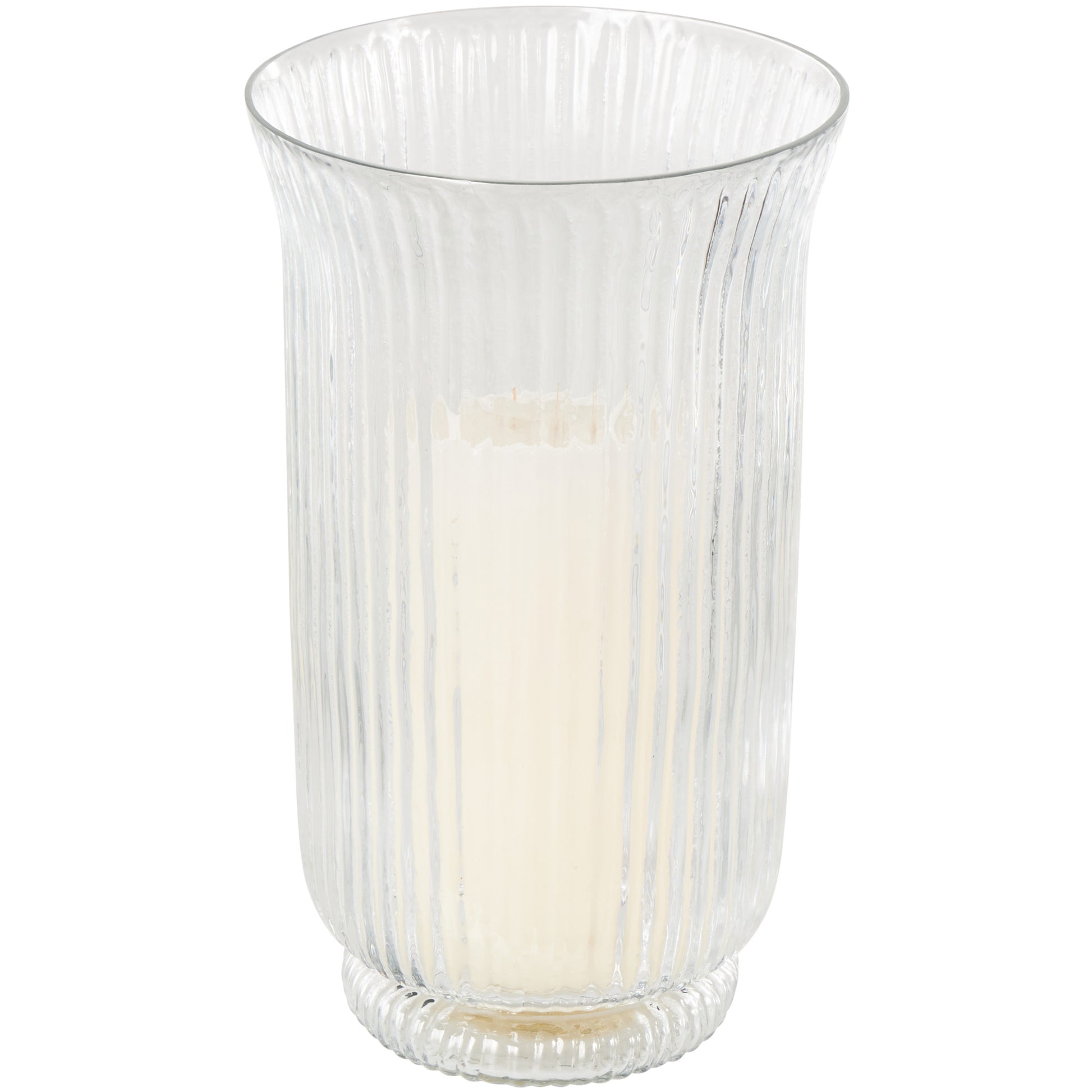 Clear Glass Ribbed Fluted Decorative Candle Holder