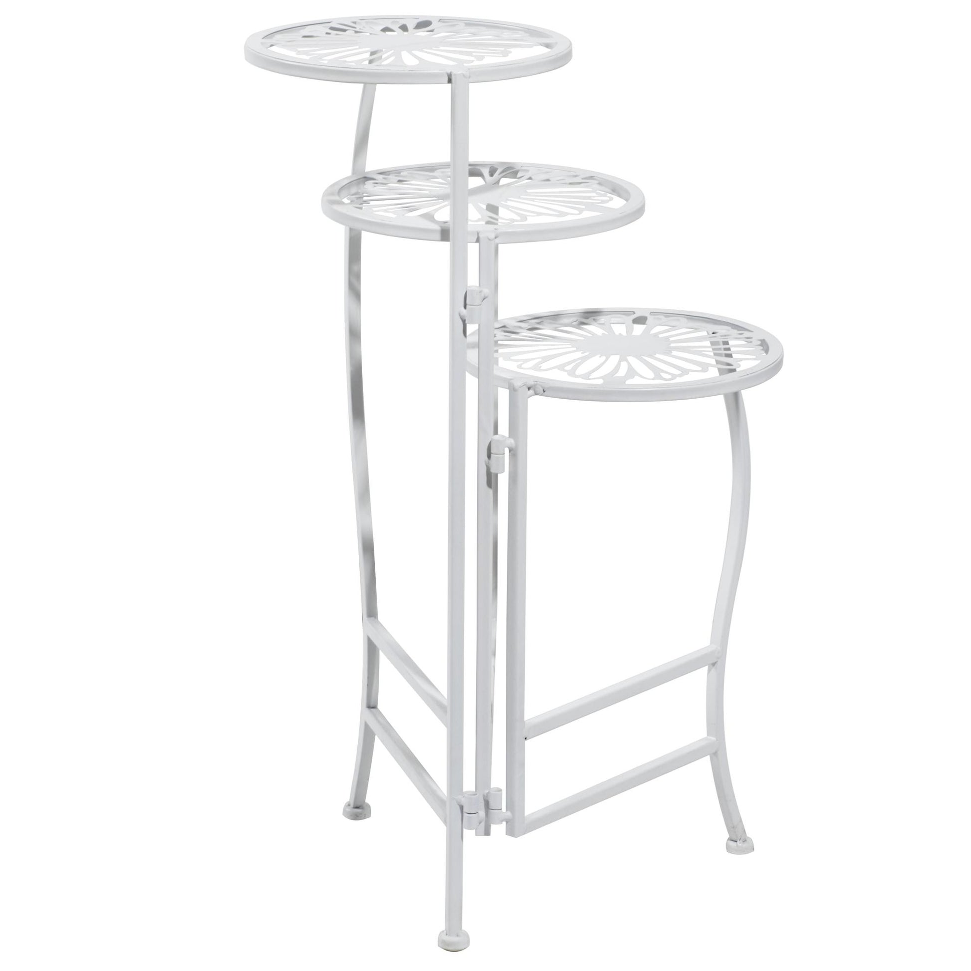 Floral Metal 3 Tier Indoor Outdoor Plantstand