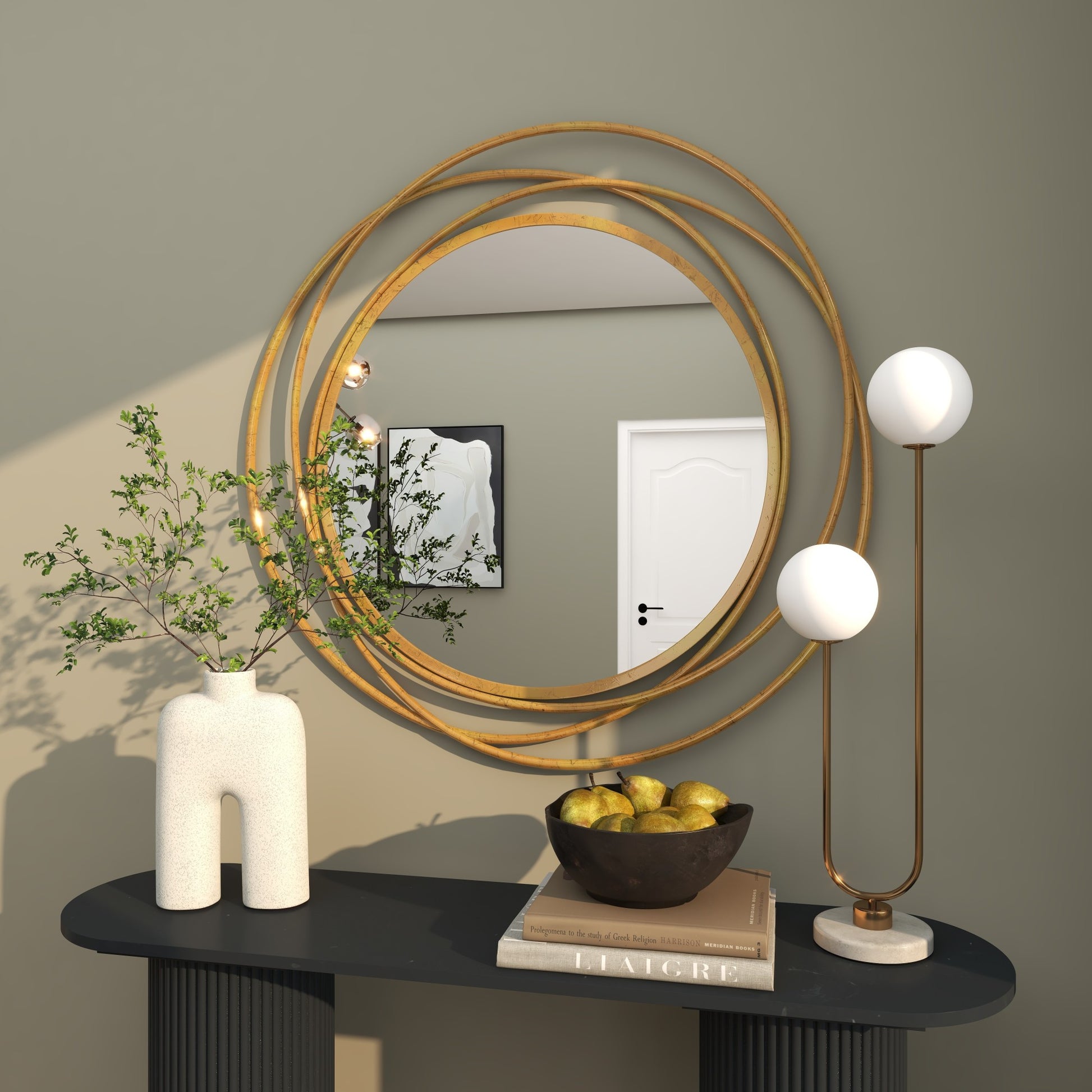 Metal Room Wall Mirror with Overlapping Circles