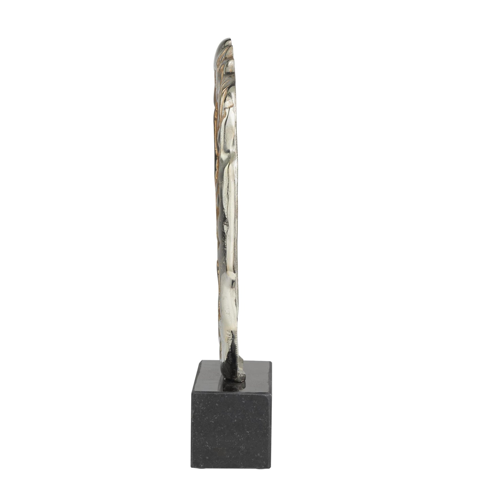 Abstract Silver Aluminum Metal Decorative Sculpture with Marble Base