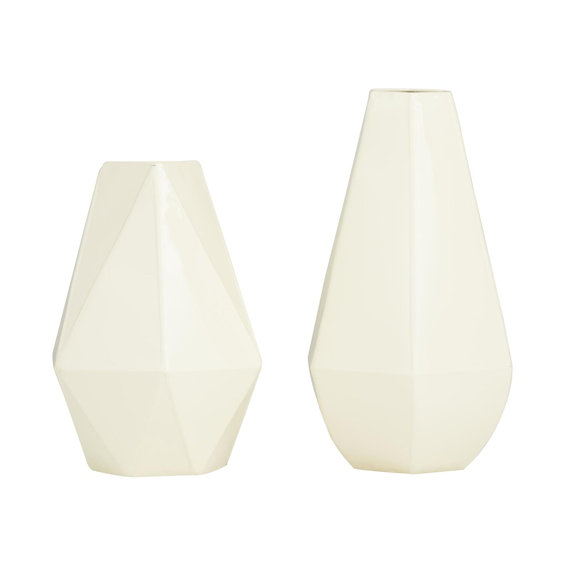 CosmoLiving by Cosmopolitan Set of 2 Geometric Metal Decorative Vase