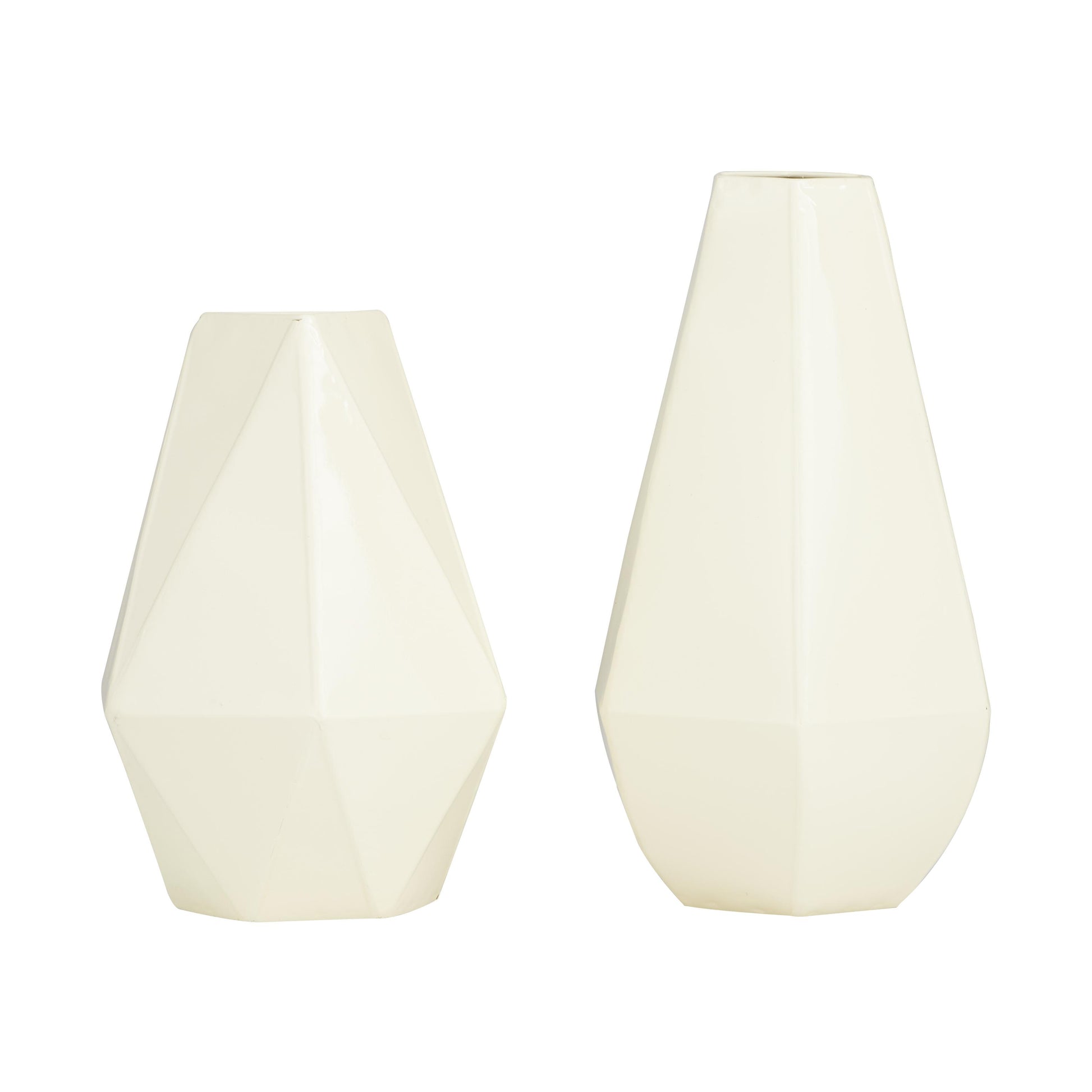 CosmoLiving by Cosmopolitan Set of 2 Geometric Metal Decorative Vase