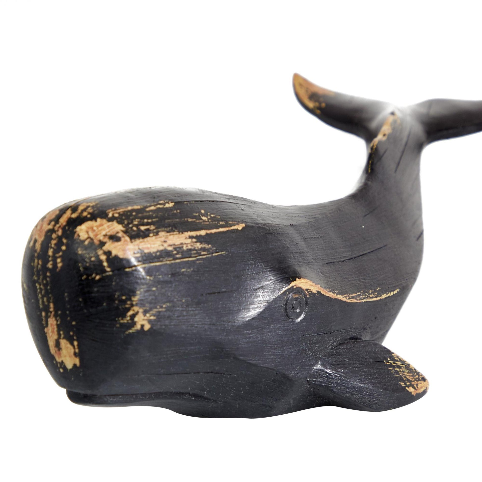 Whale Black Polystone Handmade Decorative Sculpture