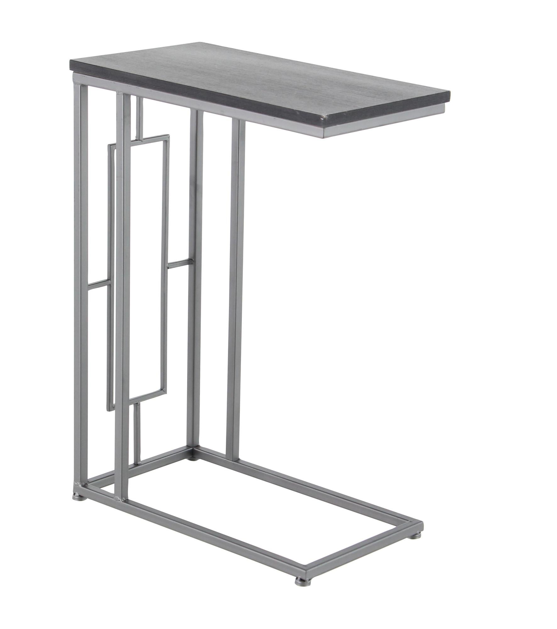 Metal C-Shaped Side End Accent Table with Black Metal Base