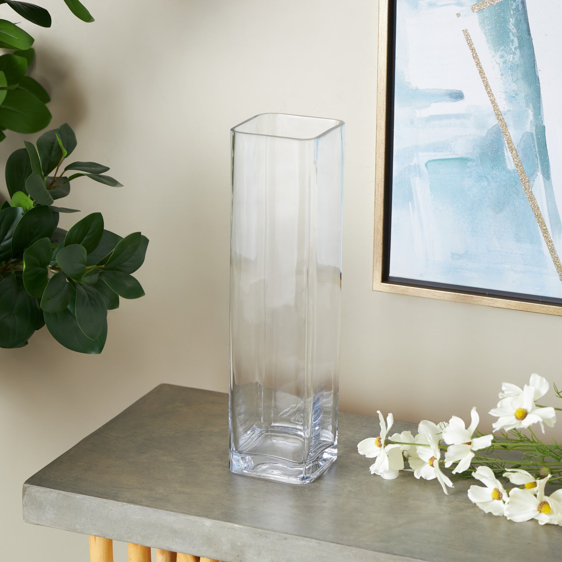 Clear Glass Tall Decorative Vase