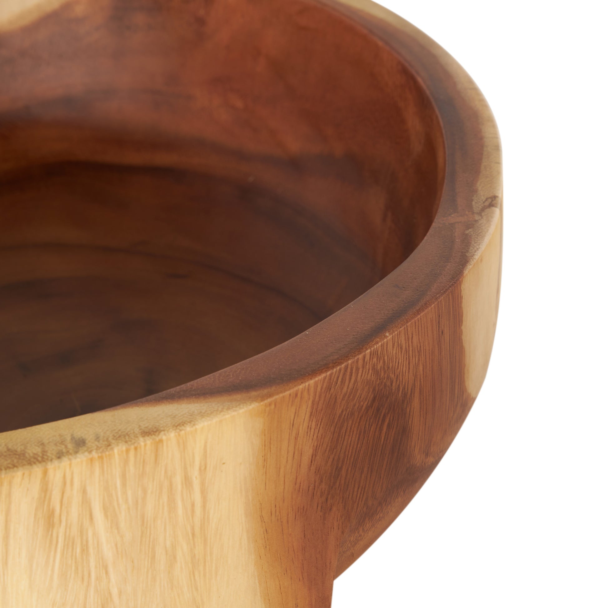 Light Brown Wood Handmade Round Large Decorative Bowl