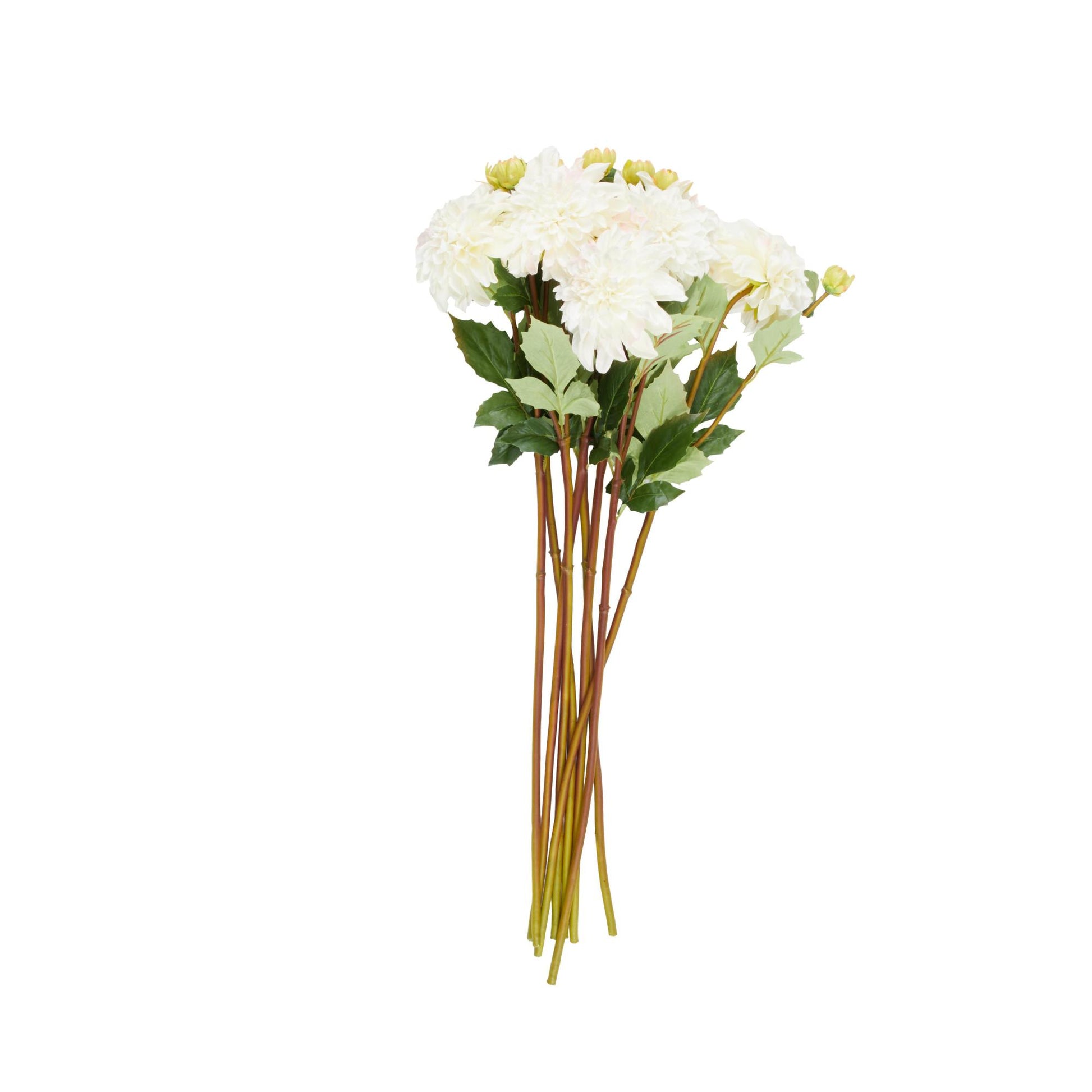 Set of 8 Dahlia White Faux Foliage Tall Indoor Outdoor Artificial Flower Stem