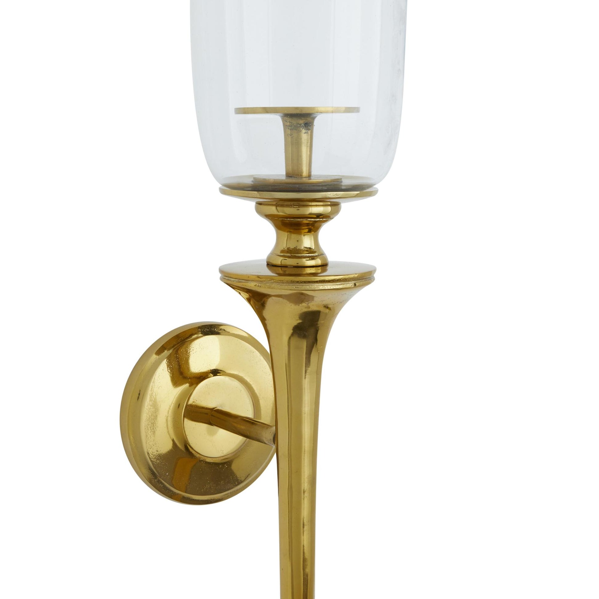 Gold Aluminum Metal Single Candle Indoor Outdoor Wall Sconce with Glass Holder