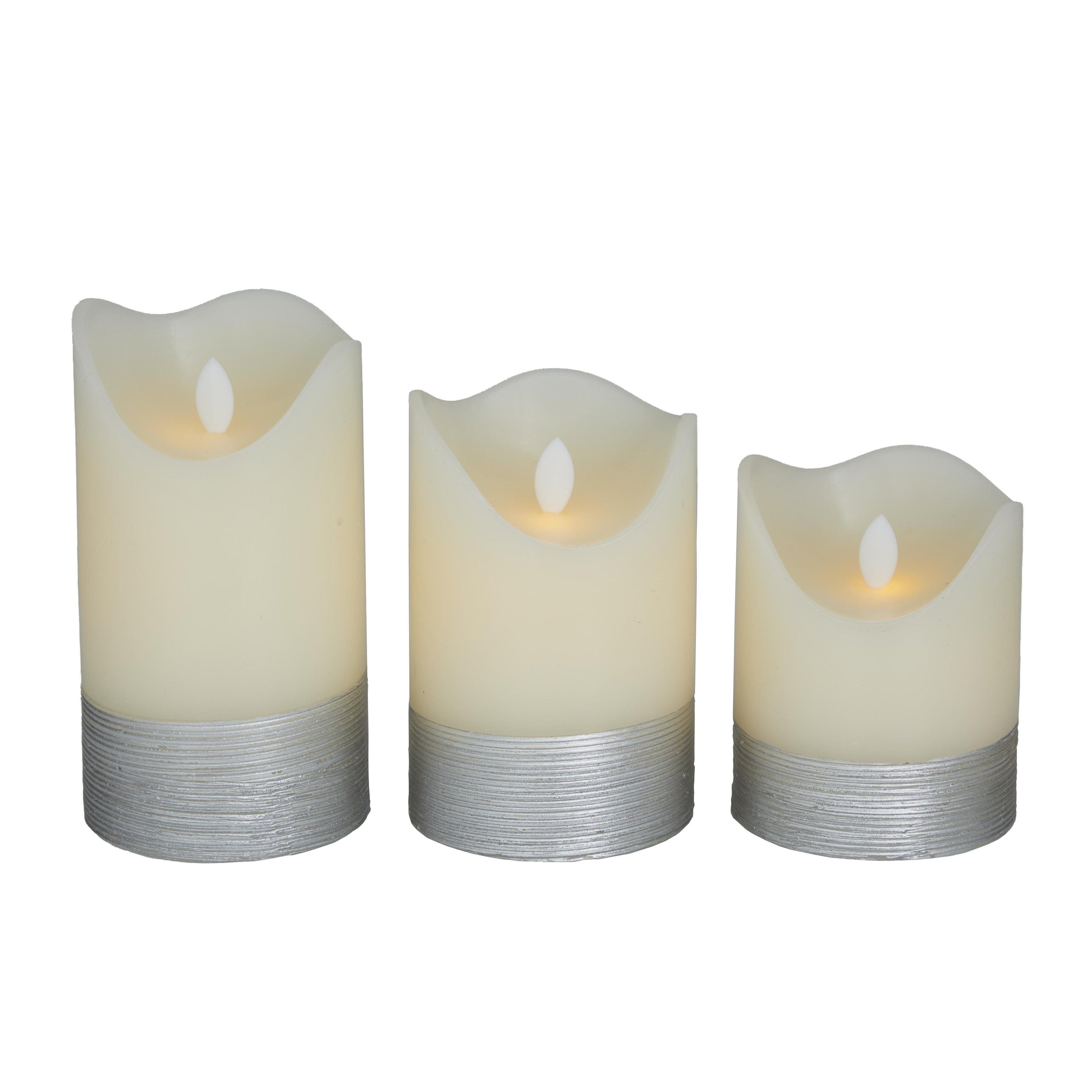 Set of 3 Wax Indoor Outdoor Flameless Candle with Remote Control