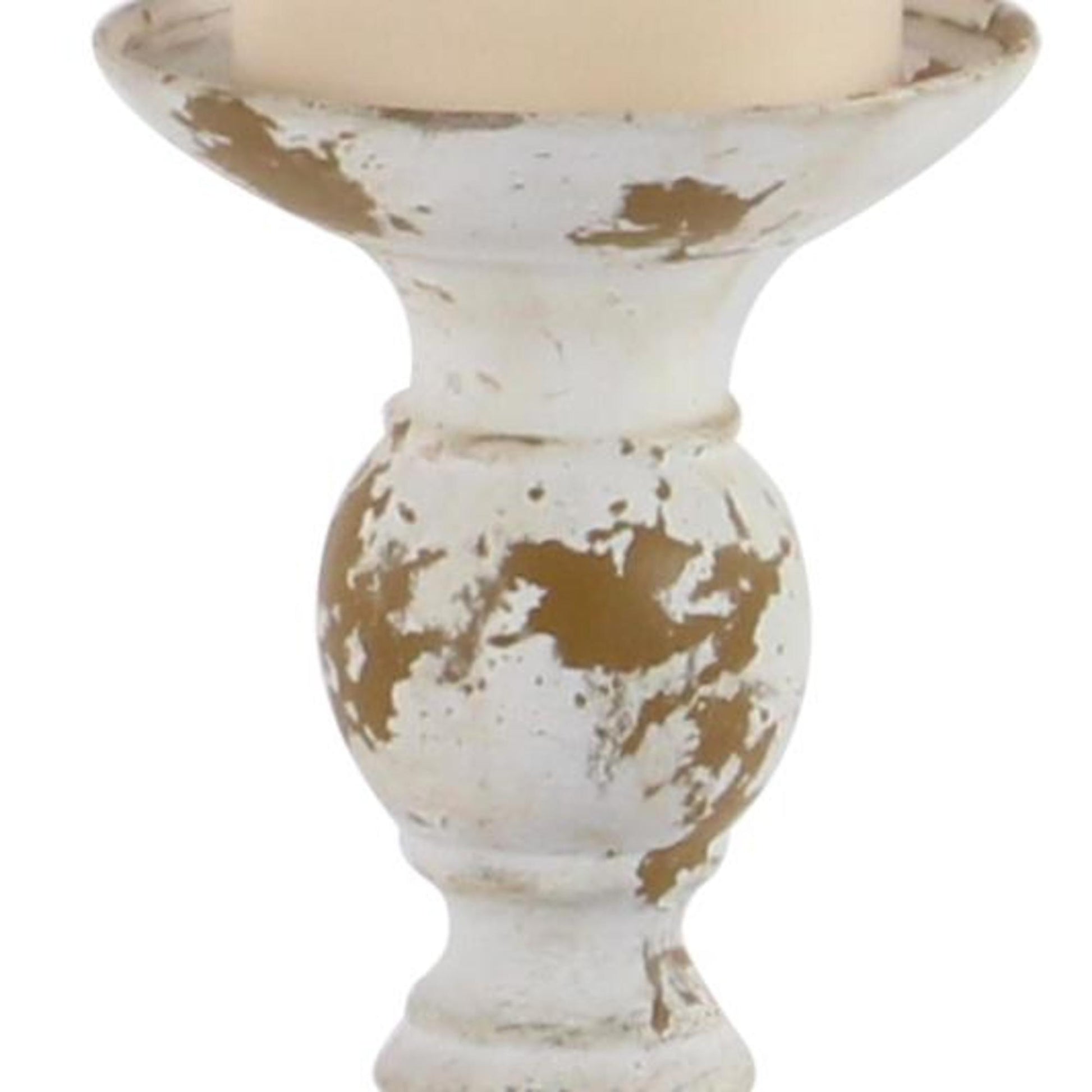 Set of 3 White Metal Candle Holder