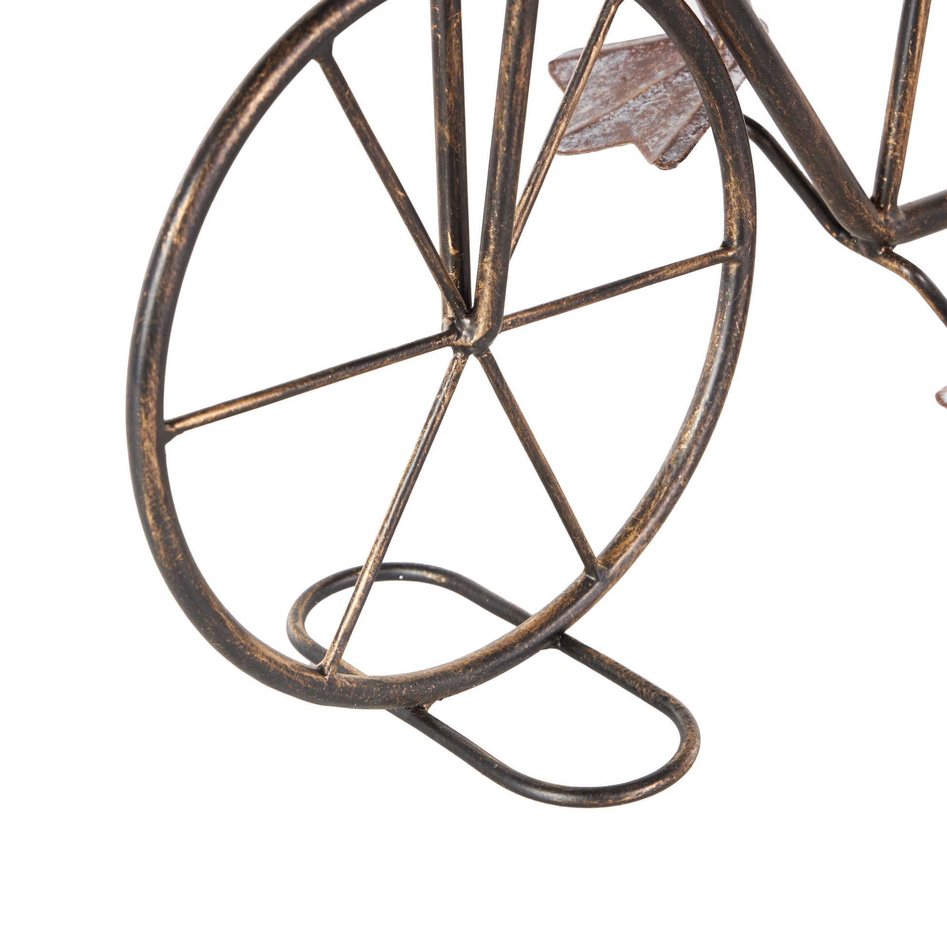 Frog Metal On Bicycle Decorative Garden Sculpture with Gold Accents 23" x 6" x 17"