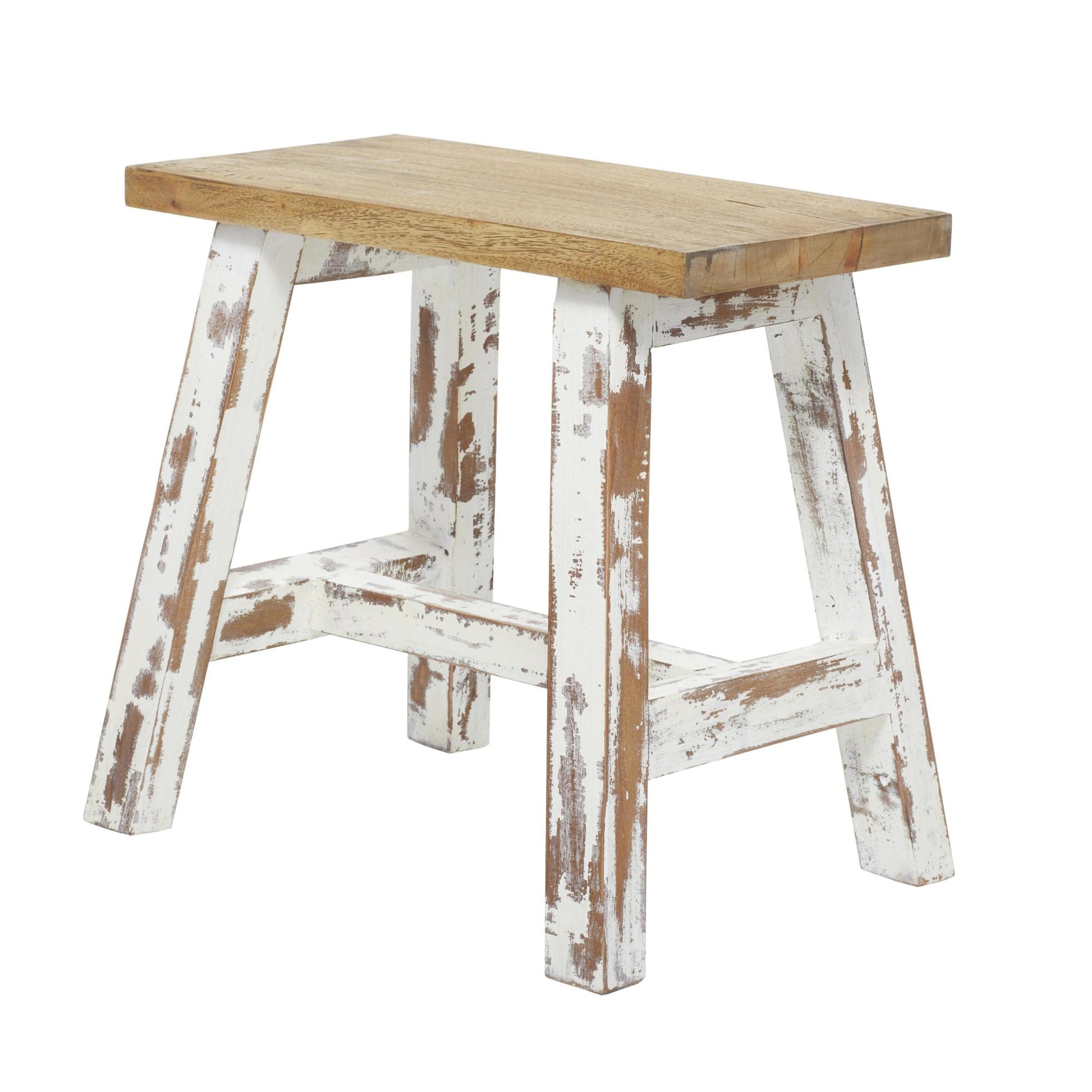 Wood Living Room Stool with Brown Wood Top 20" x 14" x 18"