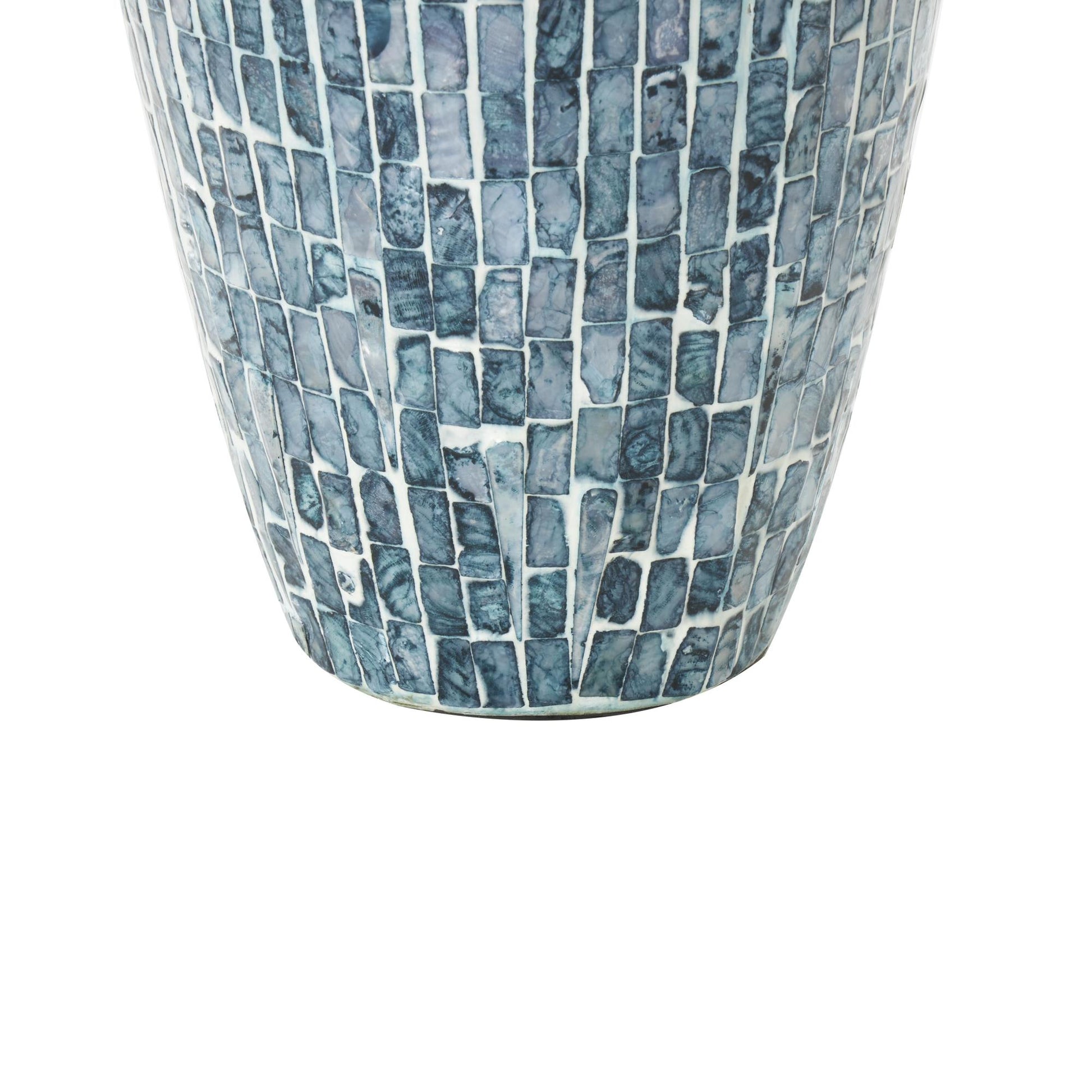 Blue Mother of Pearl Shell Handmade Mosaic Inspired Decorative Vase