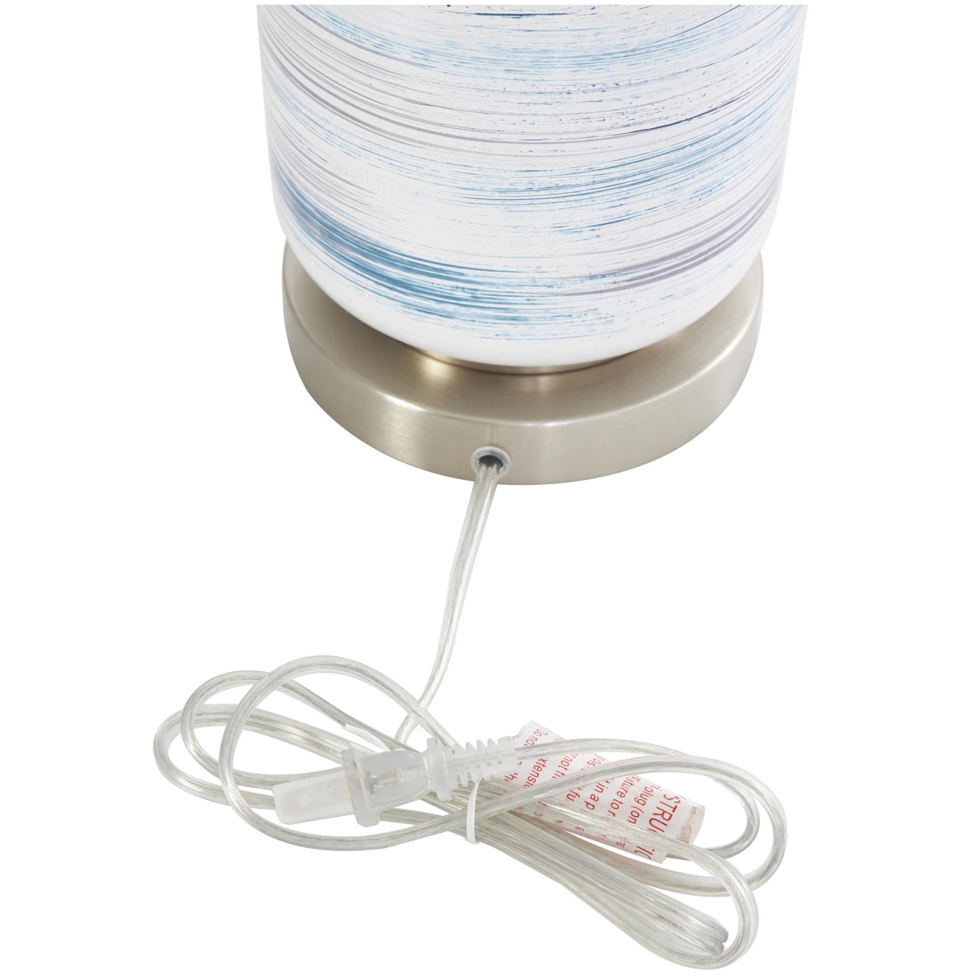 Abstract Blue Glass Striped Room Accent Lamp with Gold Base
