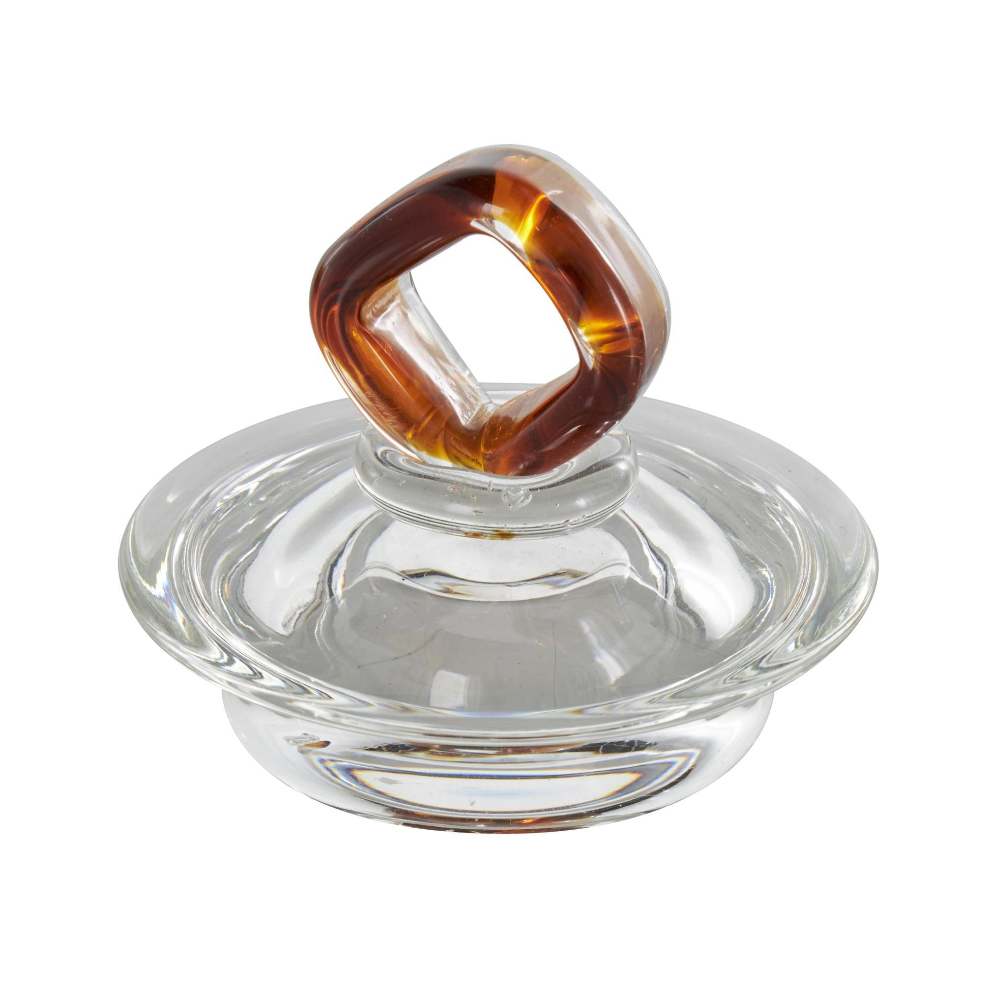 Set of 2 Geometric Orange Glass Faceted Ombre Living Room Decorative Jars with Diamond Knobs