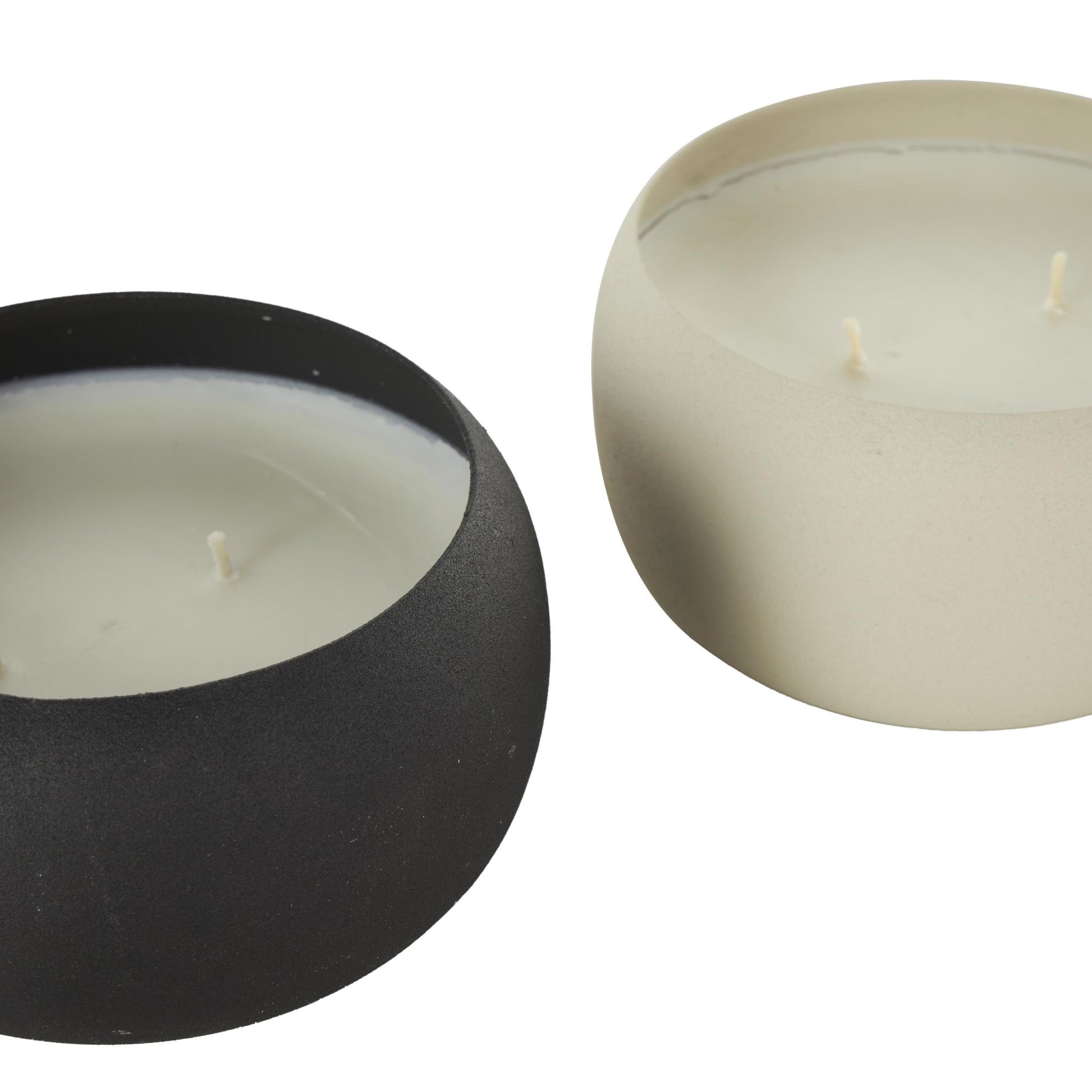 Set of 2 Metal Fresh Cotton/ White Tea & Ginger Scented Textured 11oz 2 Wick Decorative Candle with White Wax