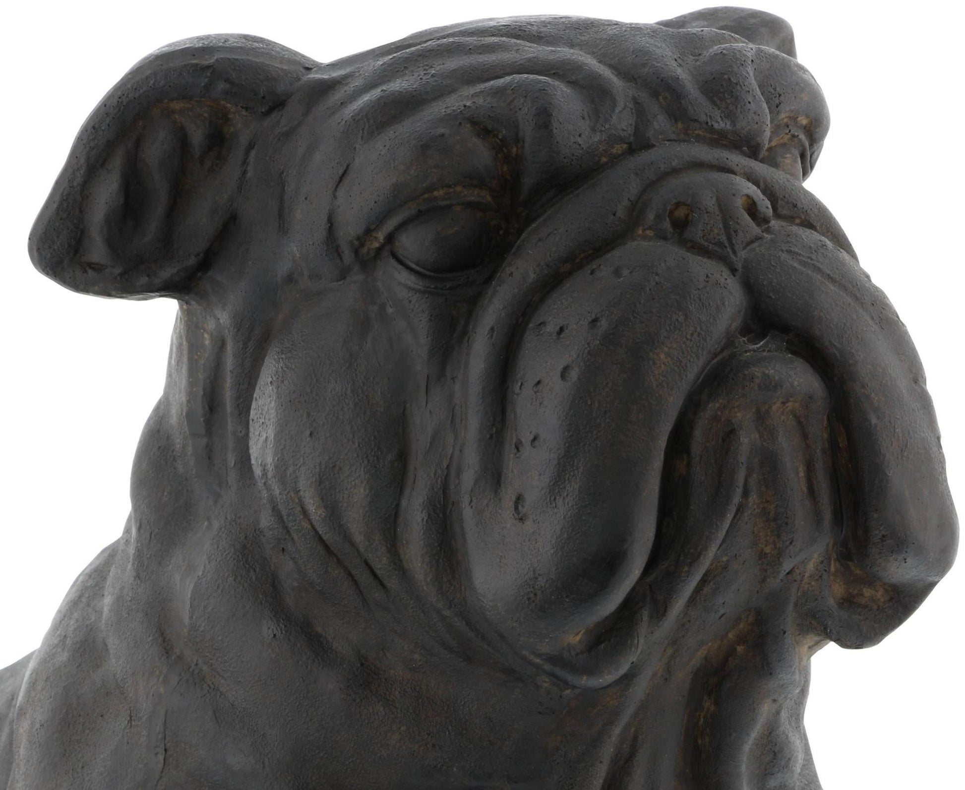 Bulldog Brown Polystone Weathered Sitting Decorative Sculpture
