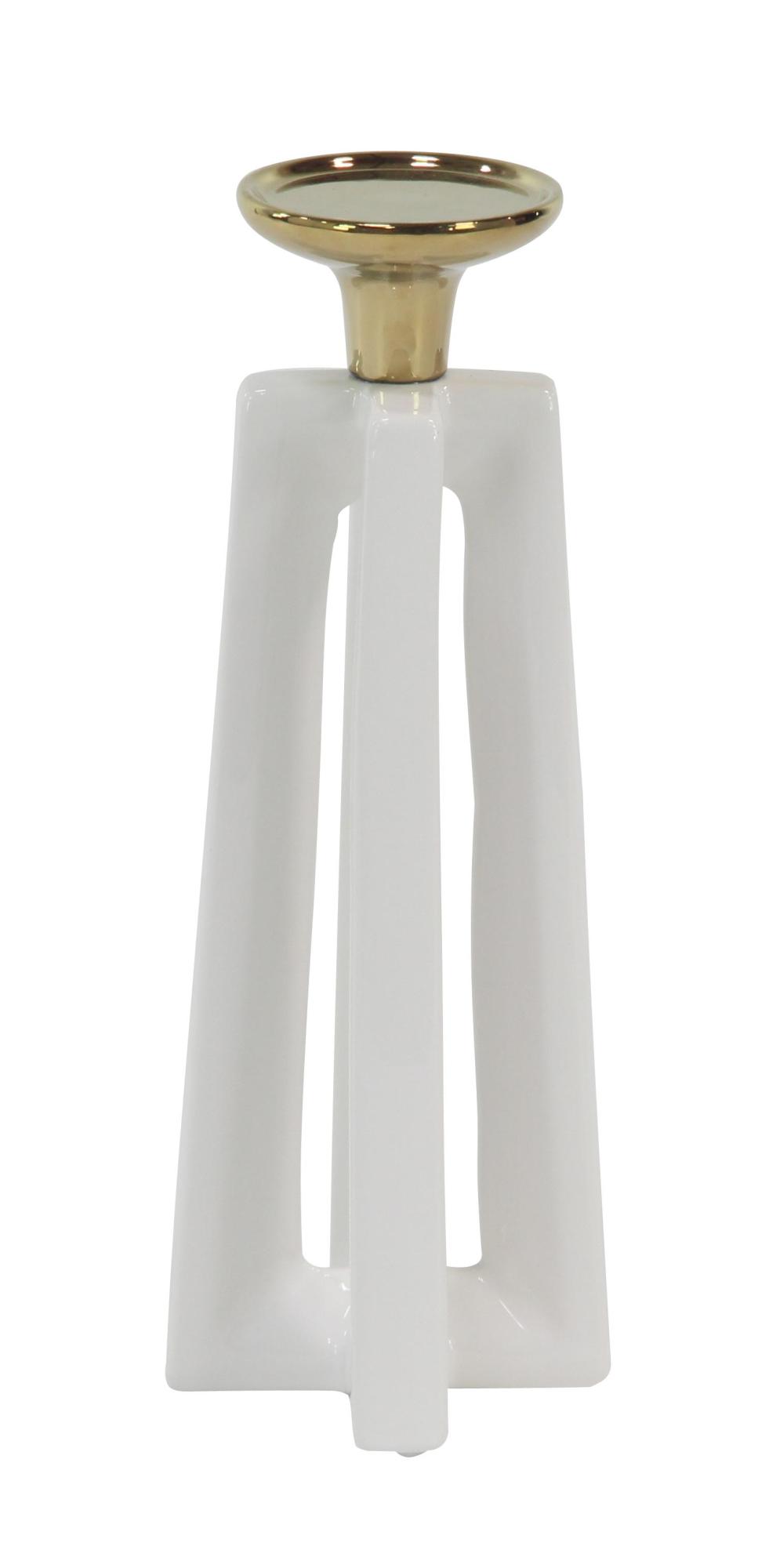 CosmoLiving by Cosmopolitan Set of 2 White Ceramic Decorative Candle Holder