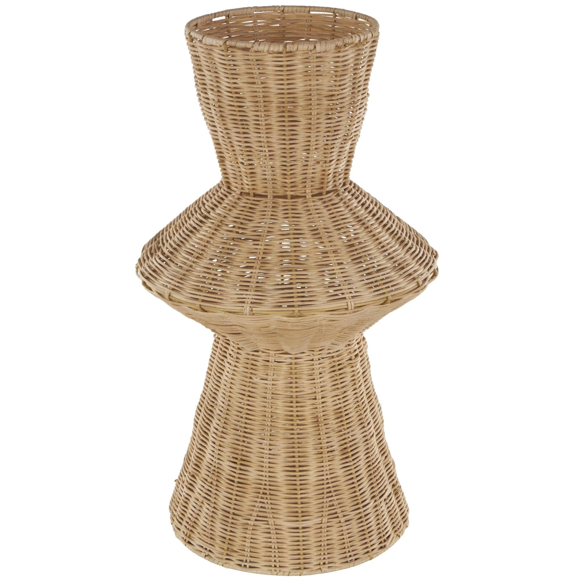 Brown Rattan Handmade Woven Tapered Fluted Decorative Vase