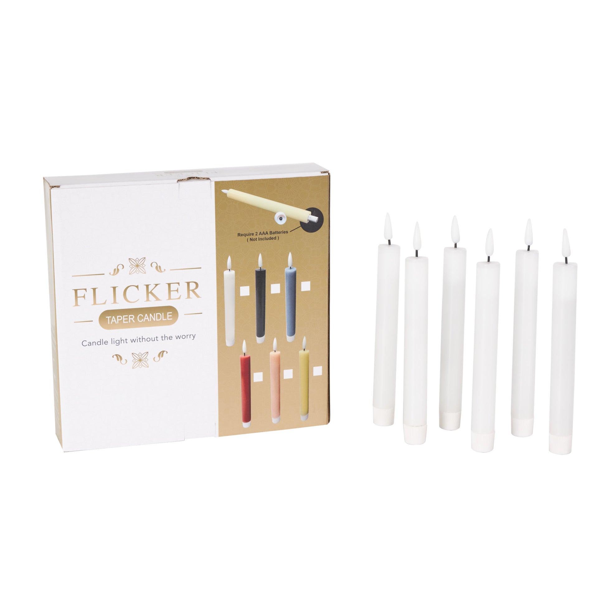 Set of 6 Wax Indoor Outdoor Flameless Candle with Remote Control Set of 6 10"H