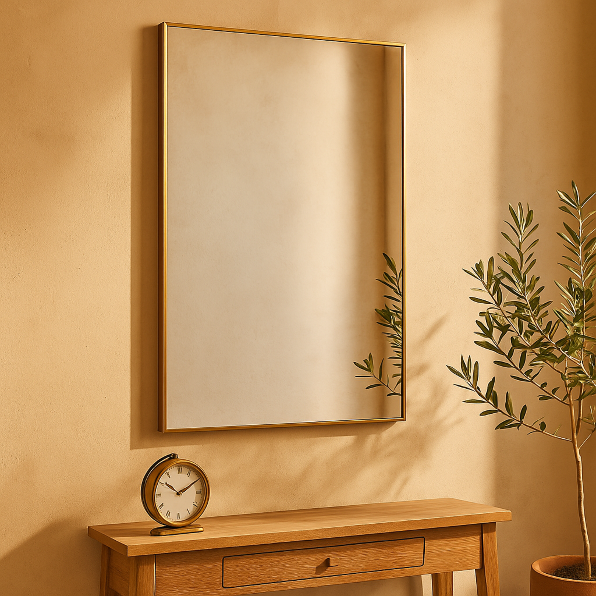 CosmoLiving by Cosmopolitan Gold Metal Room Wall Mirror with Thin Frame