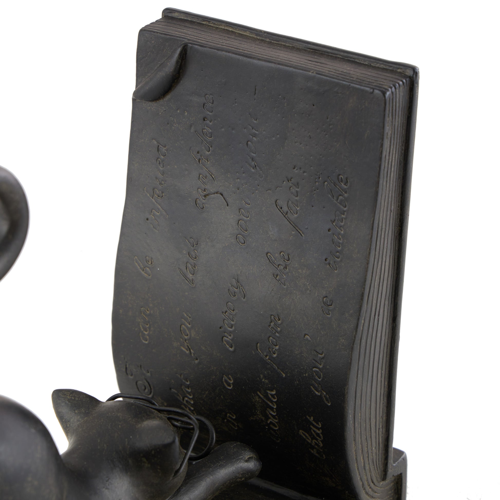 Set of 2 Cat Black Polystone Reading Decorative Bookends