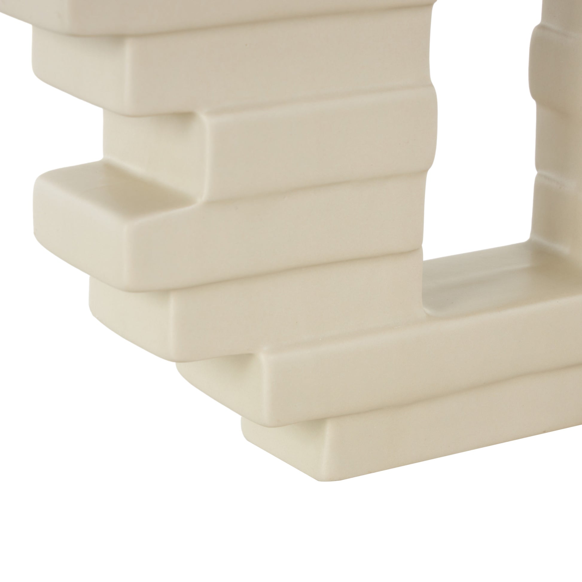 Abstract Cream Ceramic Decorative Vase with Rectangular Center Cutout