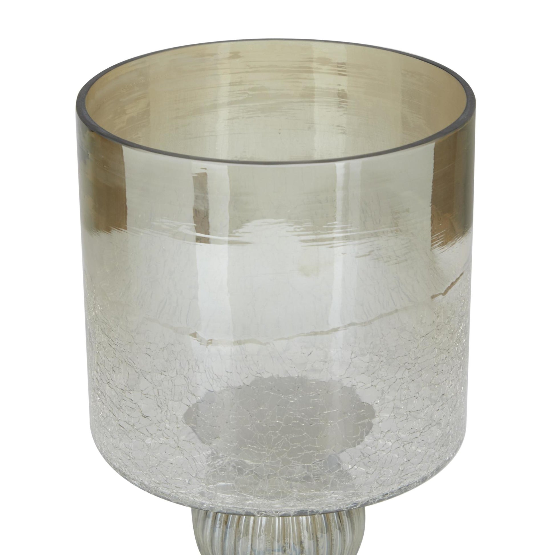 Glass Handmade Turned Style Pillar Room Hurricane Lamp with Faux Mercury Glass Finish