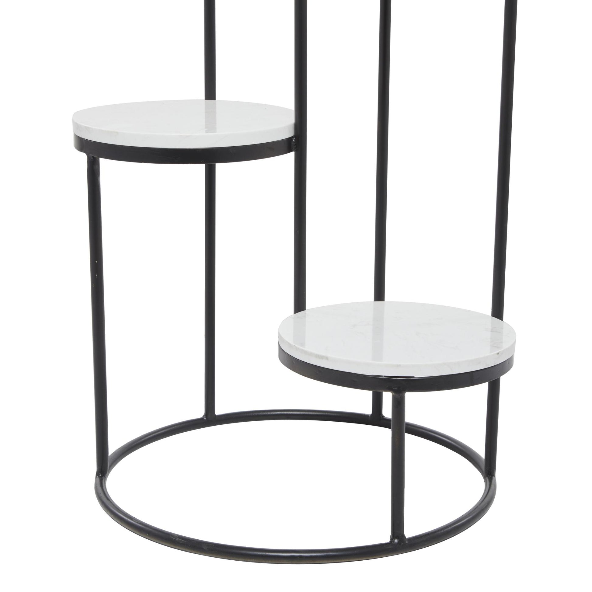 White Marble 4 Tier Indoor Plantstand with Black Base