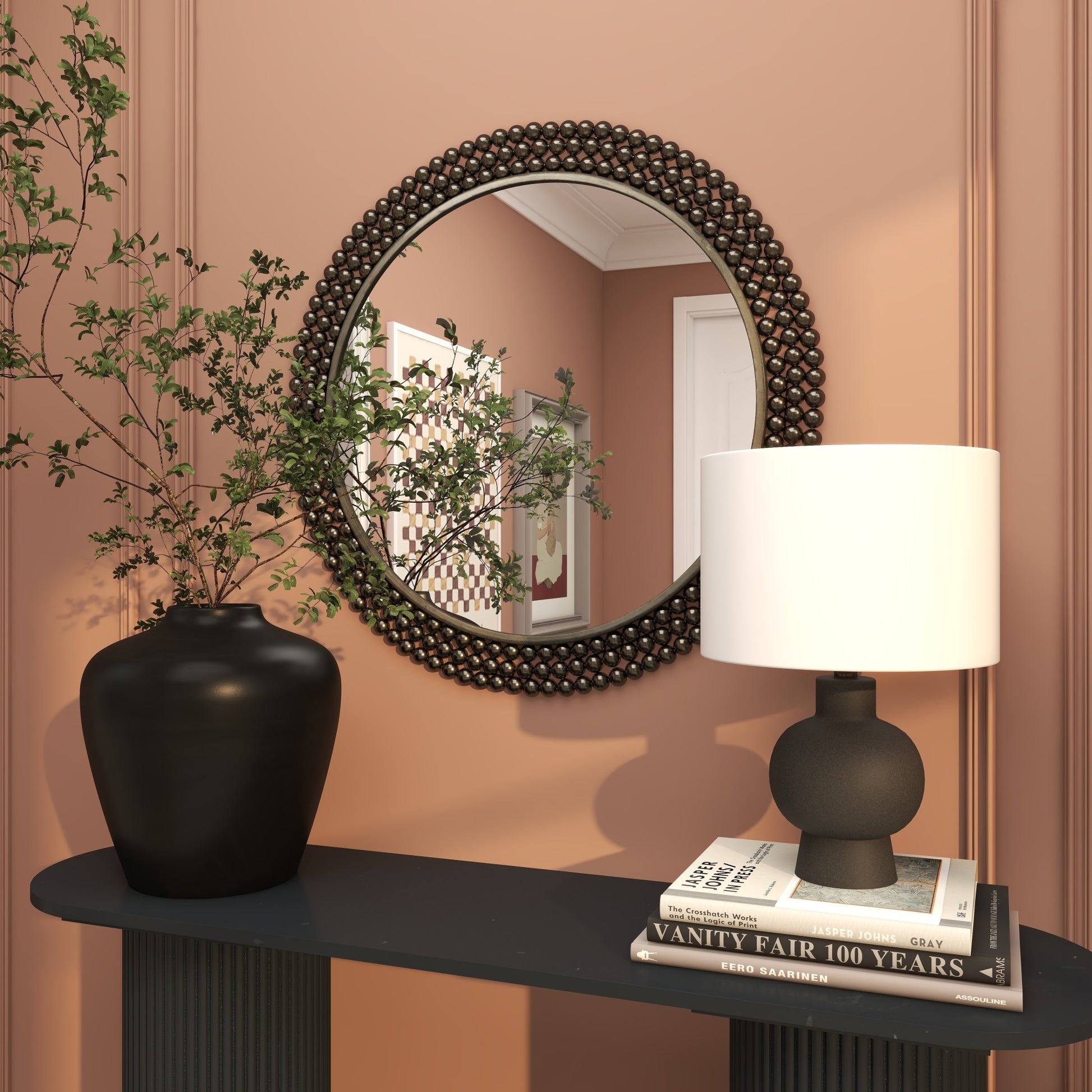 CosmoLiving by Cosmopolitan Metal Layered Beaded Room Wall Mirror